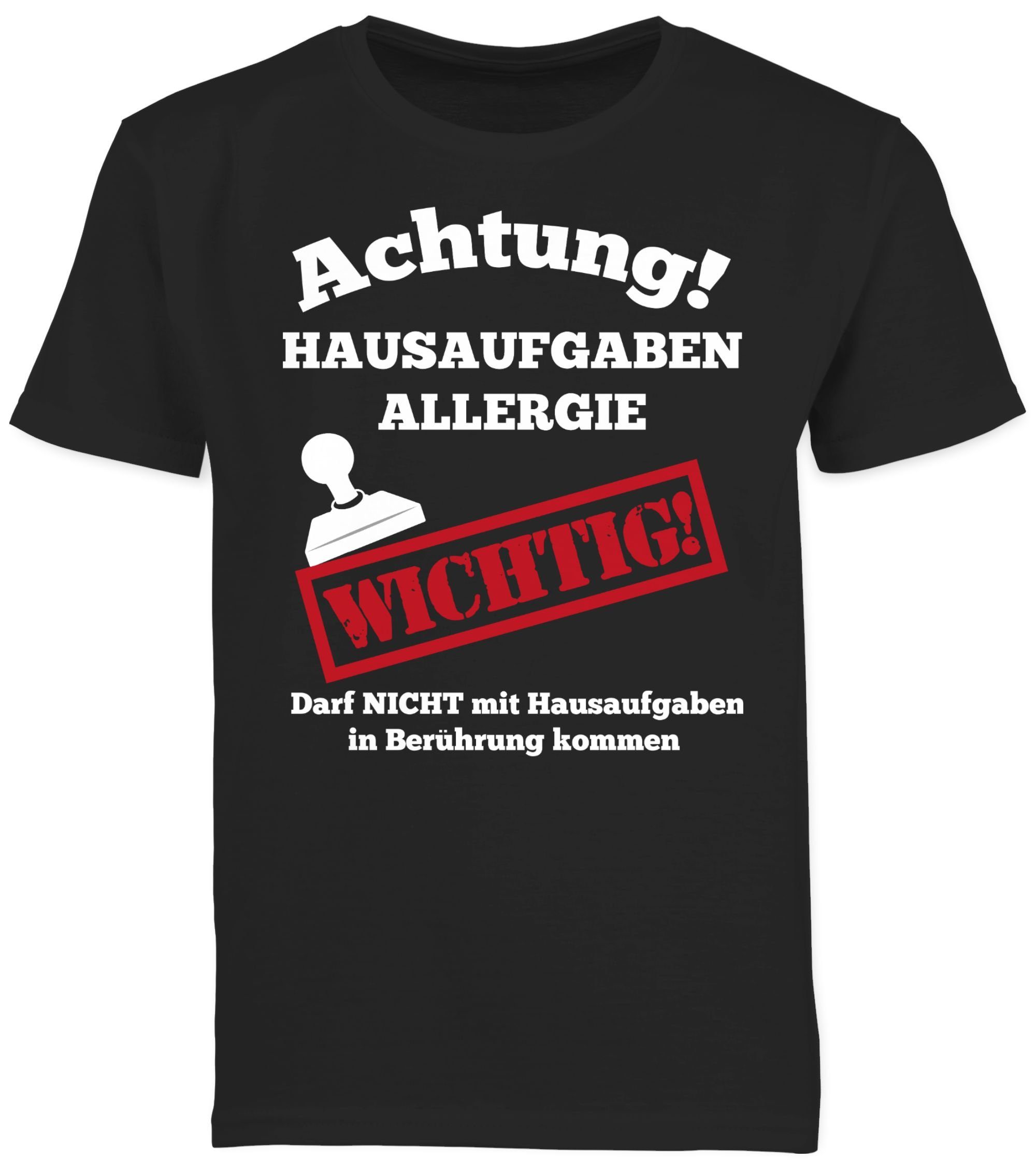 2 Shirtracer Einschulung Schwarz Hausaufgaben Geschenke Achtung T-Shirt Schulanfang Junge Allergie
