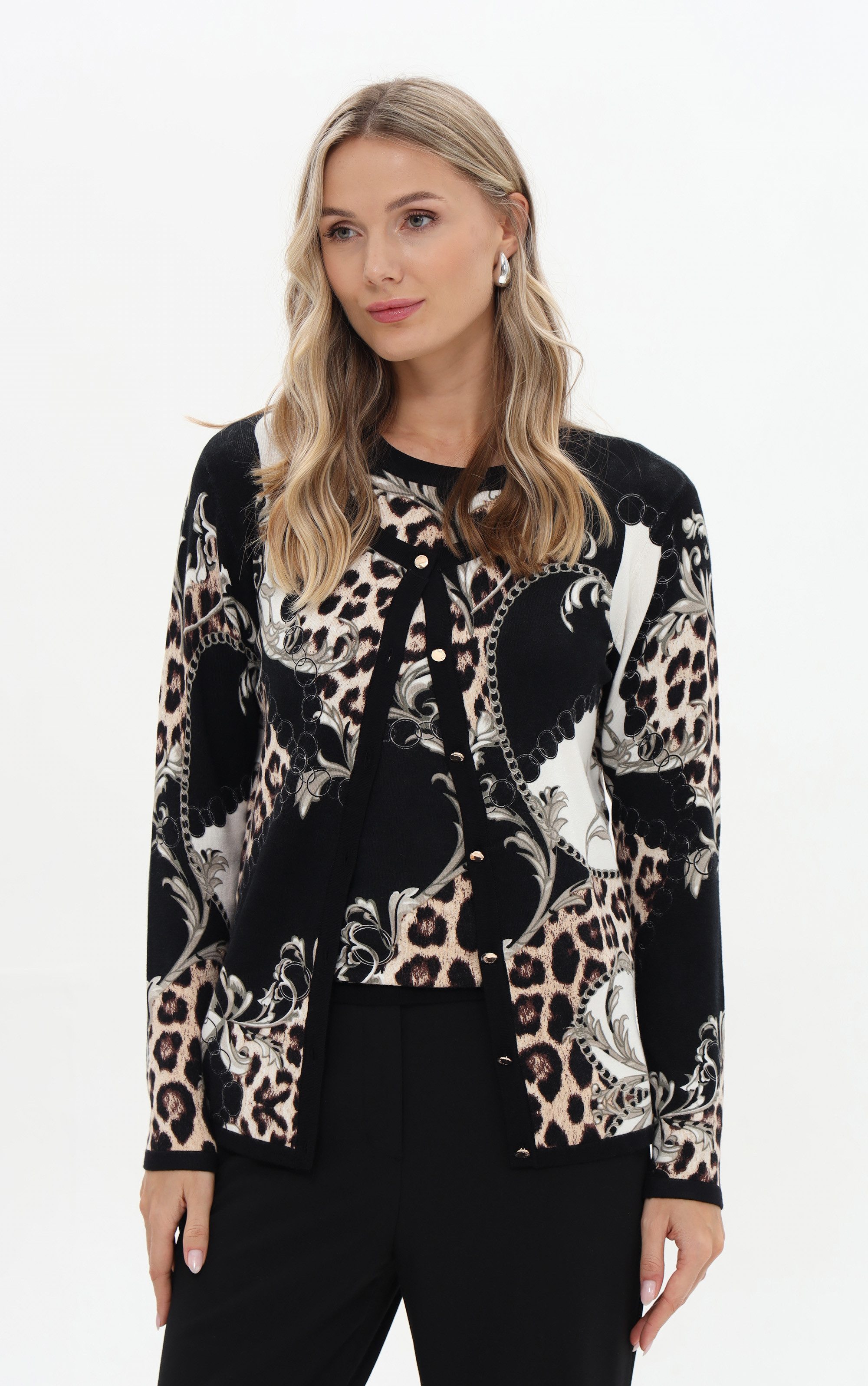 Passioni 2-in-1-Strickjacke im Mustermix