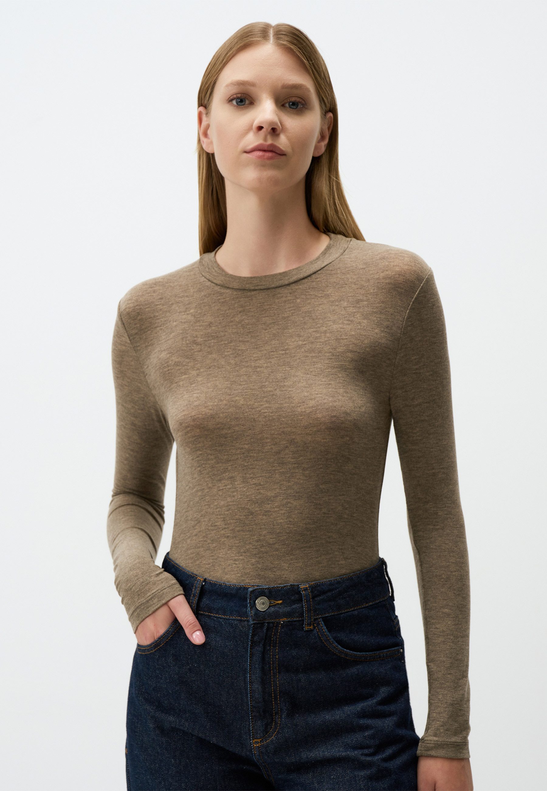Strickpullover Rundhalsausschnitt Slim Fit Gestrickt Bluse