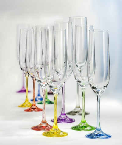 Crystalex Sektglas »Sektgläser Rainbow Kristallglas Sektglas mehrfarbig 190 ml 6er Set Crystalex«, Glas, 6-teilig, mehrfarbig