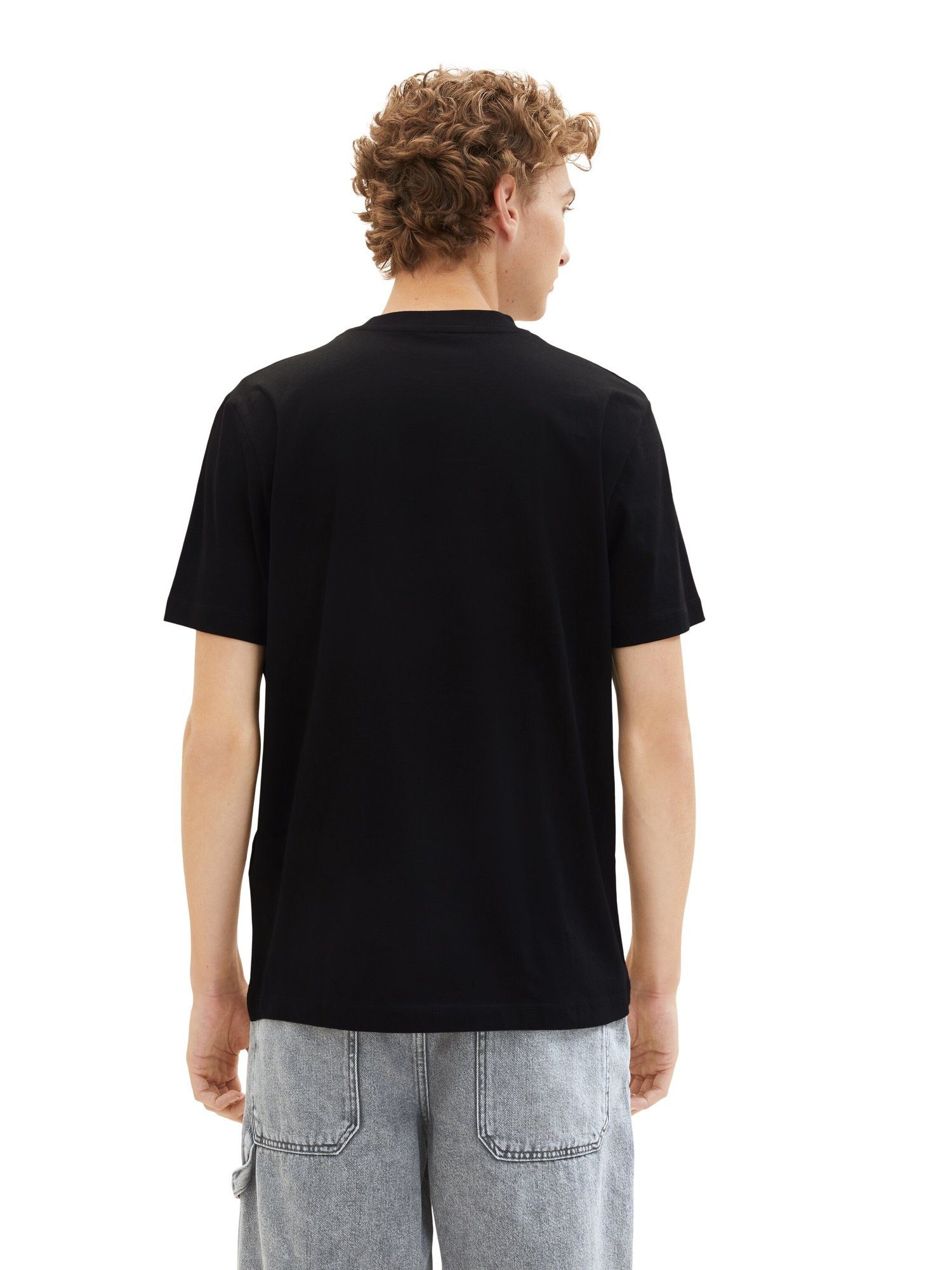 schwarz TOM Kurzarmshirt T-Shirt T-Shirt TAILOR (1-tlg)