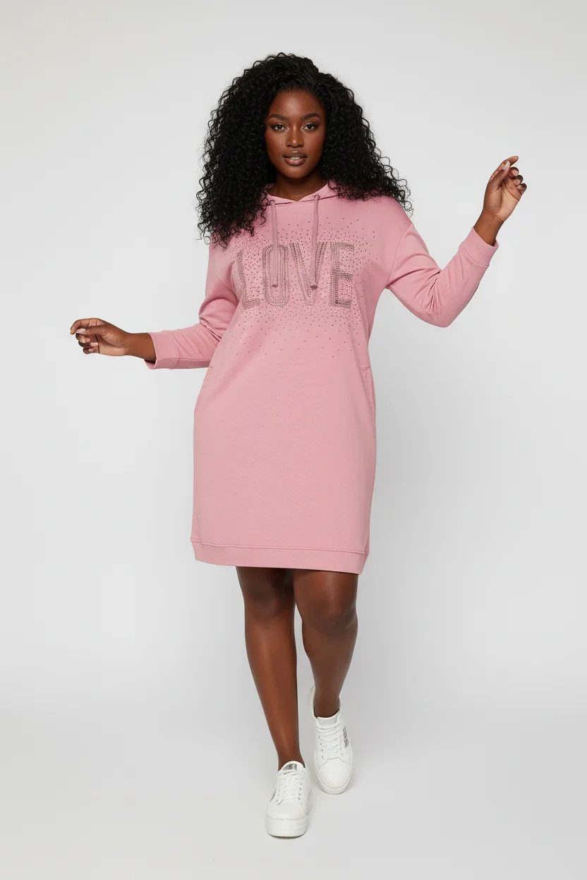 Shape of You Minikleid Steinverziertes Sweatshirt-Kleid günstig online kaufen