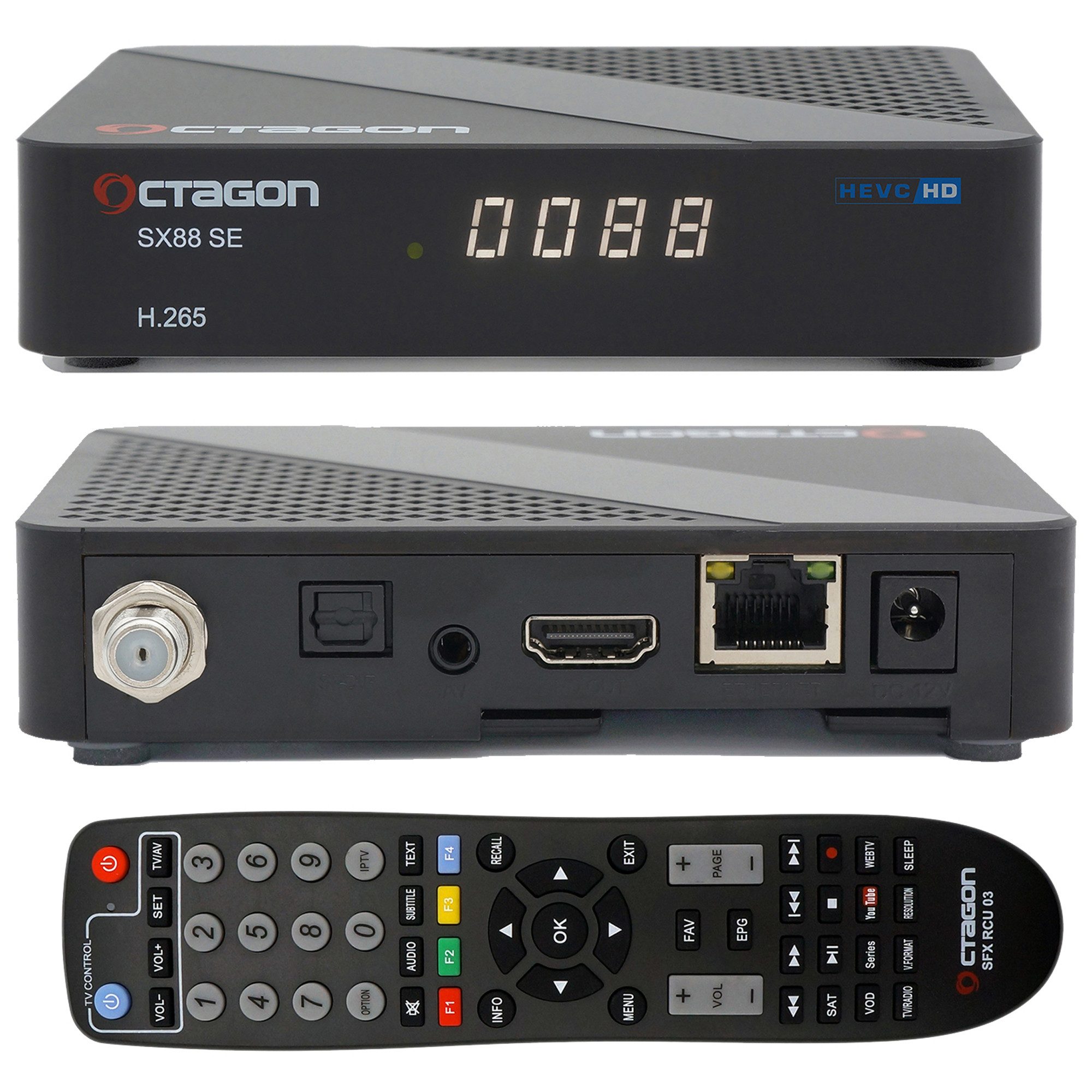 OCTAGON SX88 SE V2 HD H.265 S2+IP Linux Receiver, DLNA und Multimedia Player SAT-Receiver