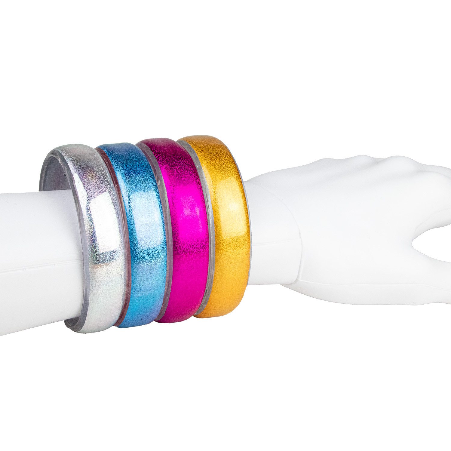 Das Kostümland Kostüm Regenbogen Metallic Retro Armreifen 4er-Set - 4140