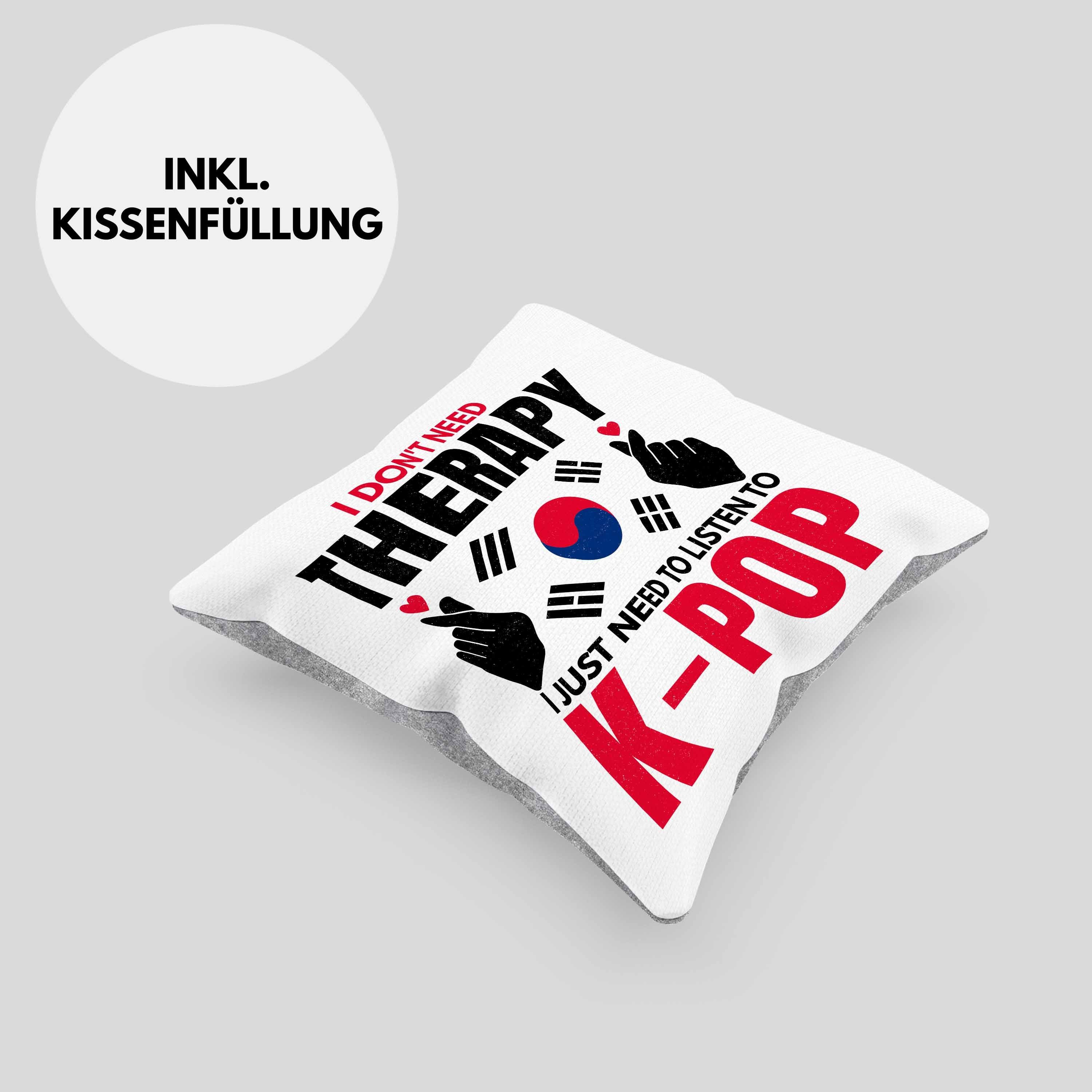 Style Koreal Dekokissen 40x40 mit Füllung Geschenk Geschenkidee Grau Trendation Südkorea Kissen K-Pop Kpop - Trendation Dekokissen Spruch