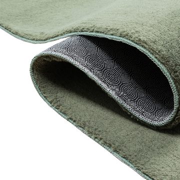 Teppich Hochflor-Teppich in starkem Dunkelgrün, TeppichHome24, rechteckig, Höhe: 18 mm