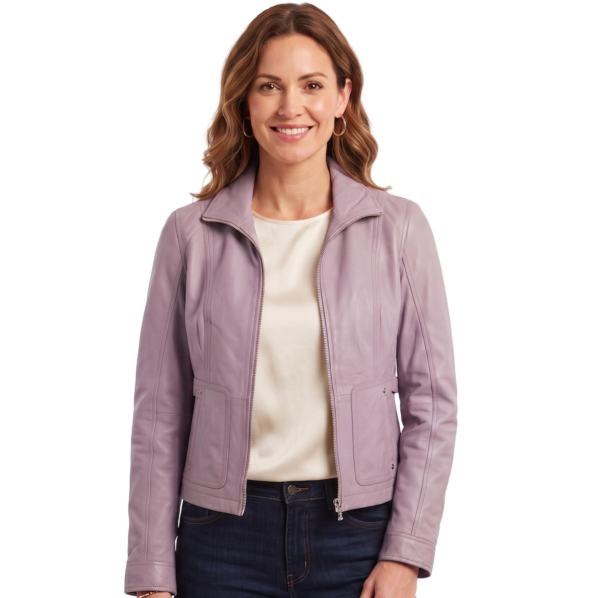 Jilani Lederjacke Linea Jilani - Damen Lederjacke Lammnappa flieder
