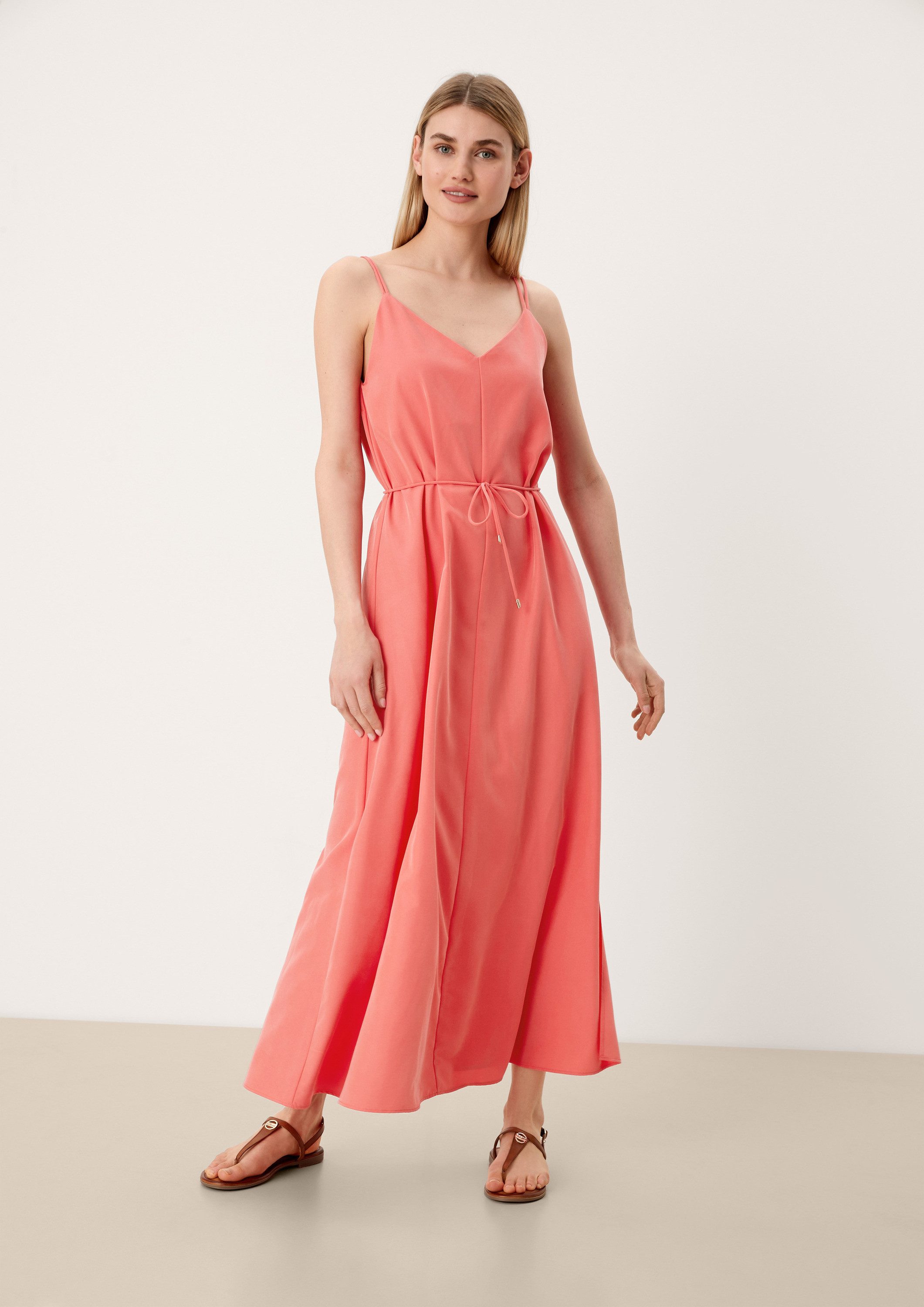 s.Oliver Maxikleid Kleid Slipdress mit Bindegürtel