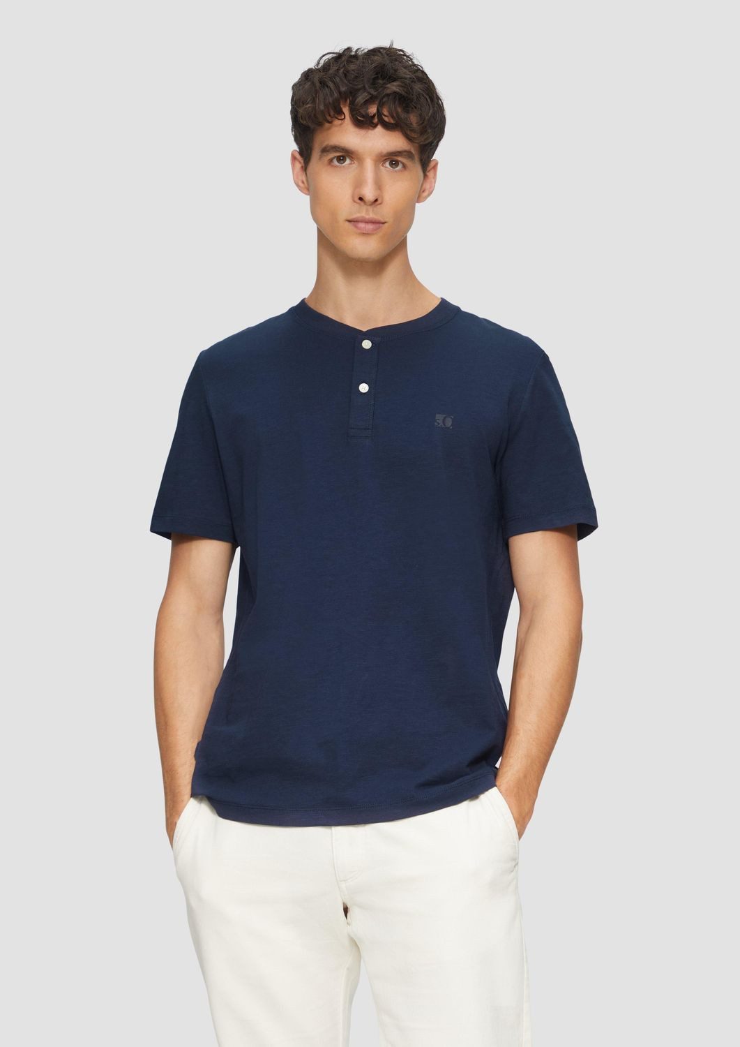 s.Oliver T-Shirt T-Shirt Henley-Ausschnitt, kurzarm, Flammgarn günstig online kaufen