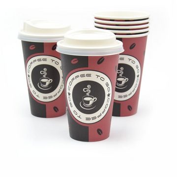 Einwegbecher 1000 Stück Kaffeebecher TO GO aus Papier mit Deckel (80 mm), 300 ml / 12 OZ, "made in Germany" Trinkbecher, Pappbecher Set
