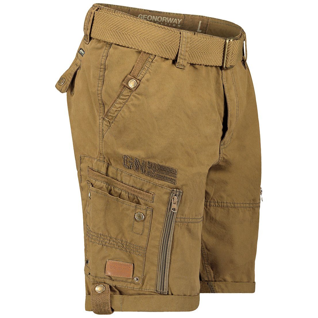 Geo Norway Cargoshorts Norway kurze unifarben Herren Shorts, Shorts Kaki Hose, Gürtel) Geo (mit abnehmbarem PASSPARTOUT