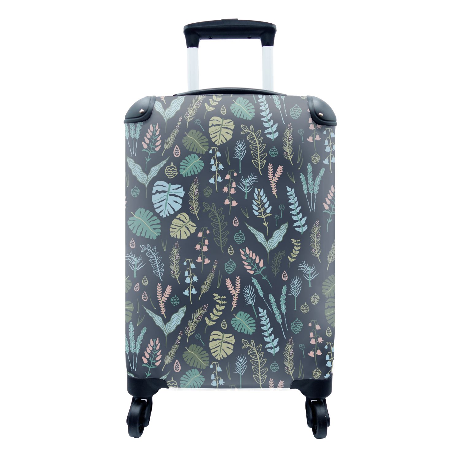 Muster MuchoWow - Reisekoffer Handgepäck Ferien, - Blumen, Handgepäckkoffer 4 Reisetasche - für rollen, mit Dschungel Trolley, Monstera Rollen,