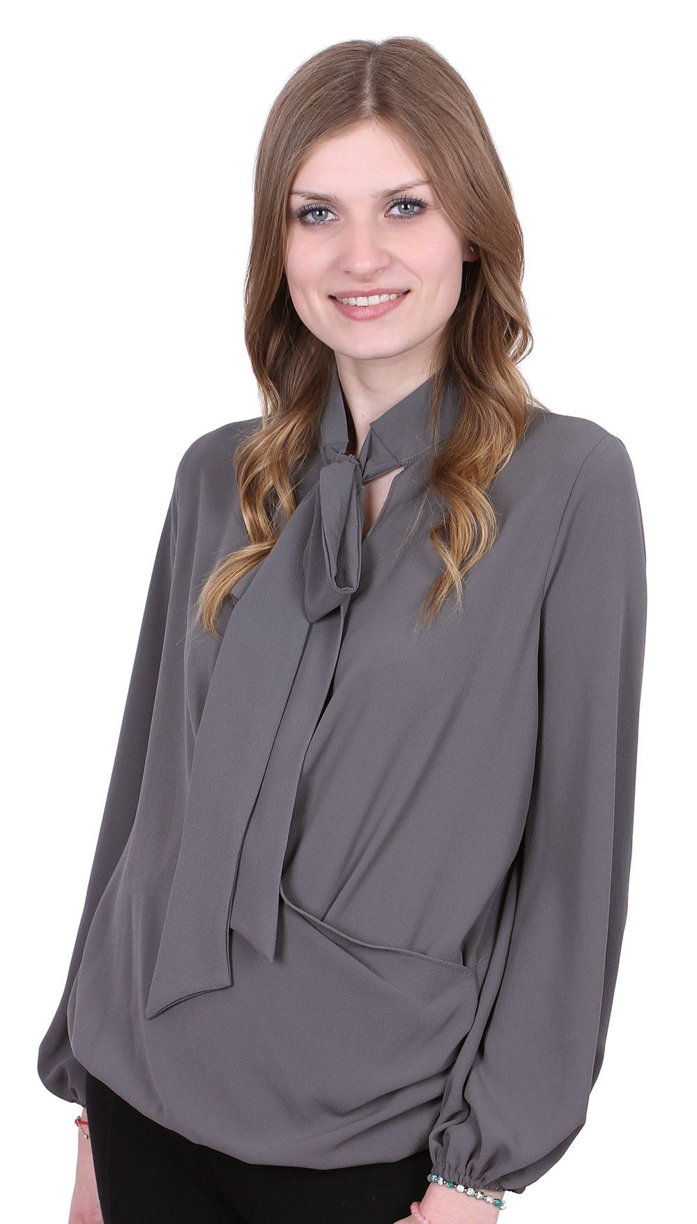 Sarcia.eu Blusentop John Zack Elegante, graue Bluse mit Schnürung S