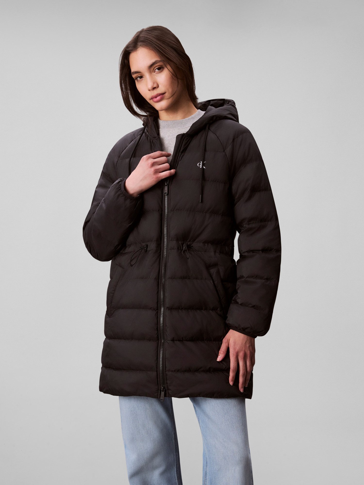 Calvin Klein Jeans Steppmantel LGHTWGHT LG MD LNGTH Mit Rundhalsausschnitt
