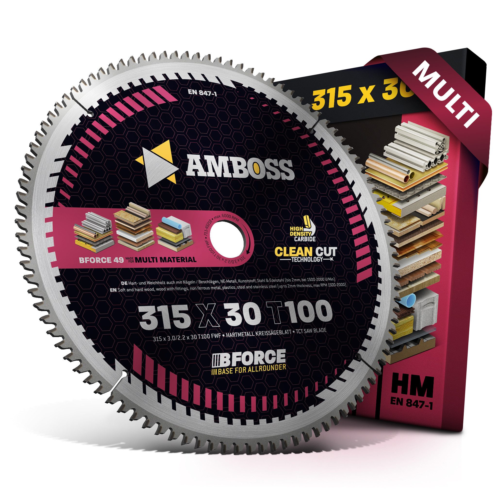 Amboss Werkzeuge Kreissägeblatt HM Kreissägeblatt - 315 x 3/2.2 x 30 Z100 FWF