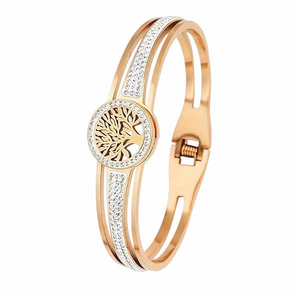 Taffstyle Armband Lebensbaum Damen Armband Edelstahl 18K vergoldet Strass E günstig online kaufen