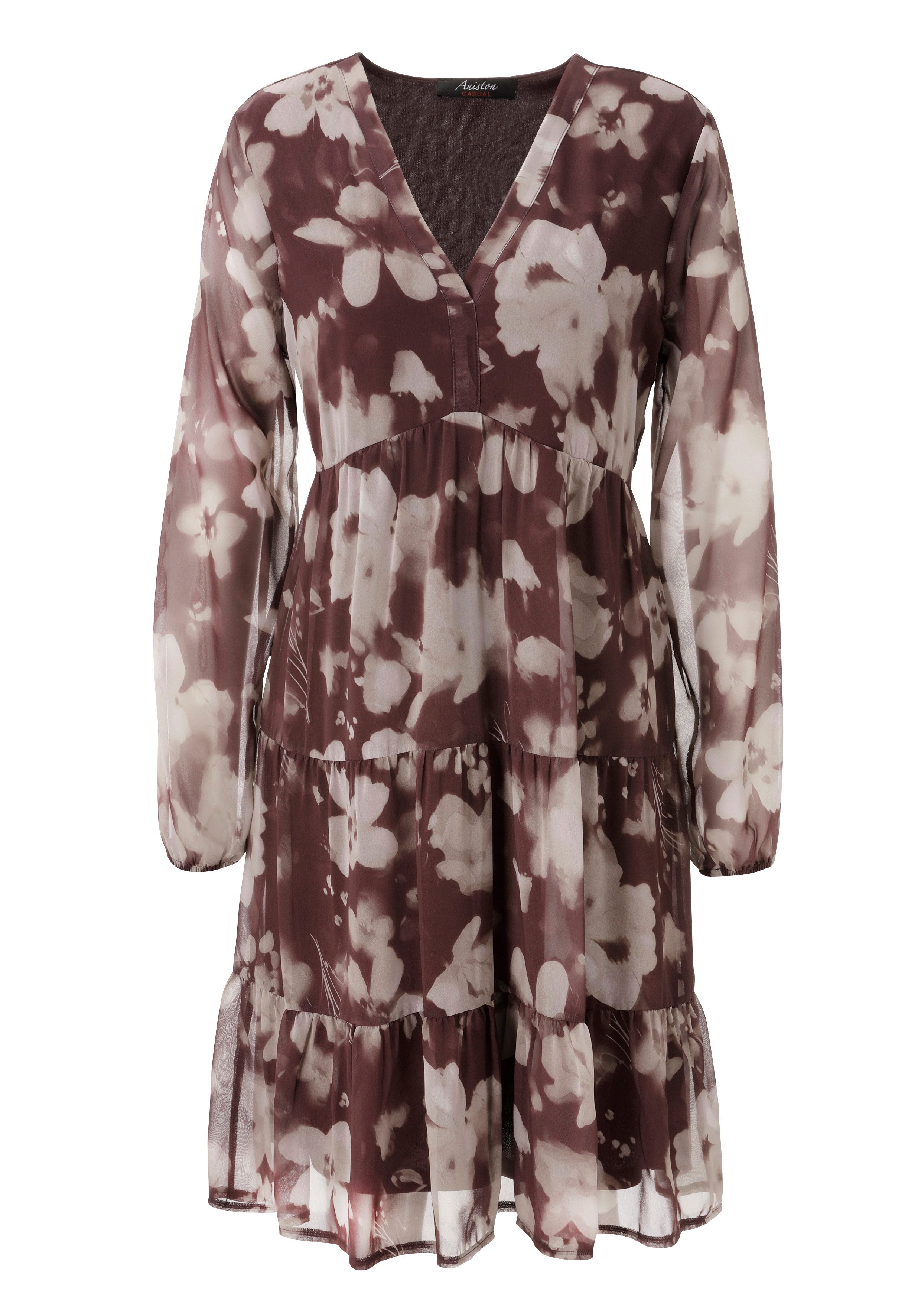 Aniston CASUAL Blusenkleid mit grafischen Batik-Blumen bedruckt - NEUE KOLLEKTION – Bild 5 von 5