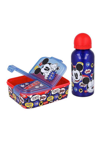 Alu-Trinkflasche Mickey Mouse Micky Maus Set Premium Brotdose