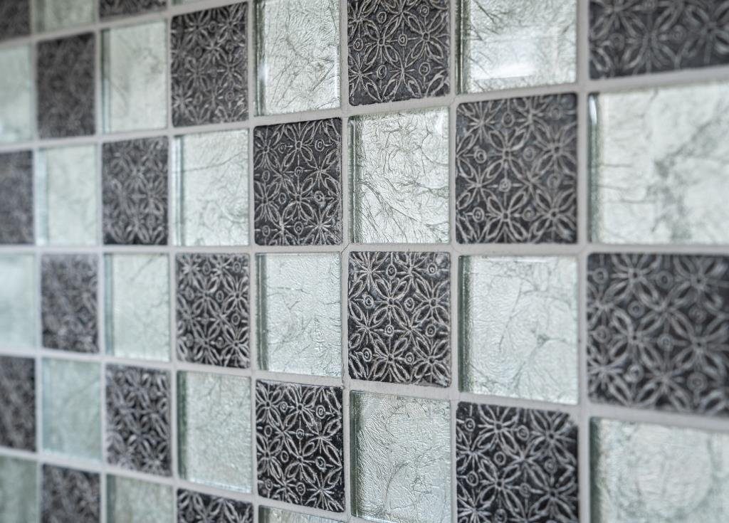 Matten glänzend / Mosani Mosaikfliesen silber Mosaik 10 Resin Glasmosaik