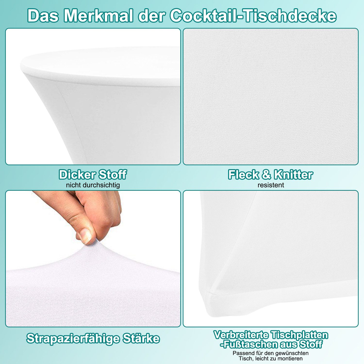 Clanmacy Stehtischhusse 5er Stehtischhusse Stretch Stehtisch Ø60-80cm Tisch Husse Bistrotisch