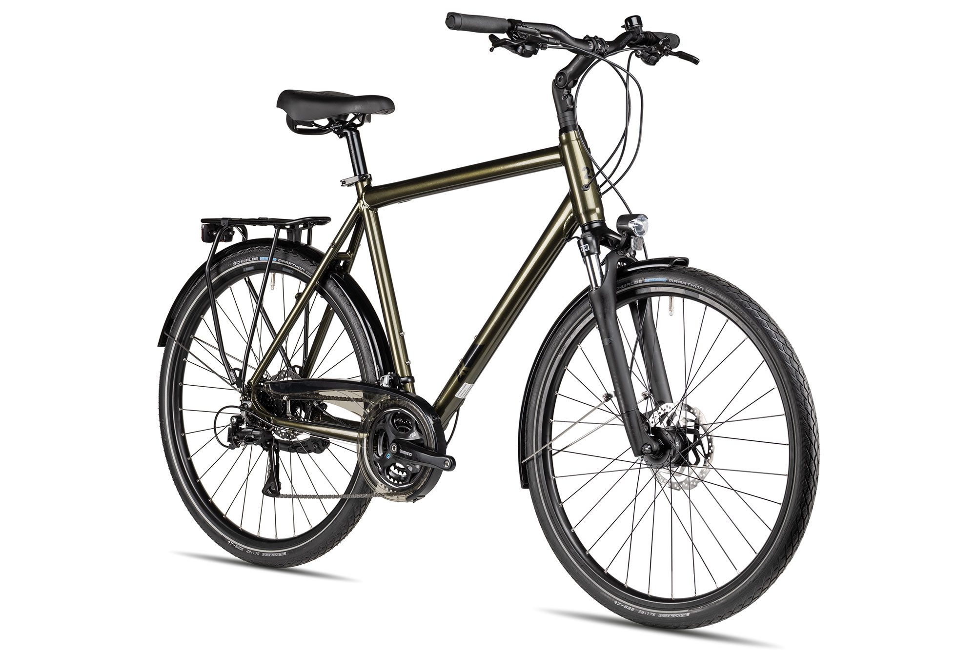 2R Manufaktur Trekkingrad TRX Plus, 24 Gang Shimano Acera RD-M3020 8-fach Schaltwerk, Kettenschaltung, hydraulische Scheibenbremse grün
