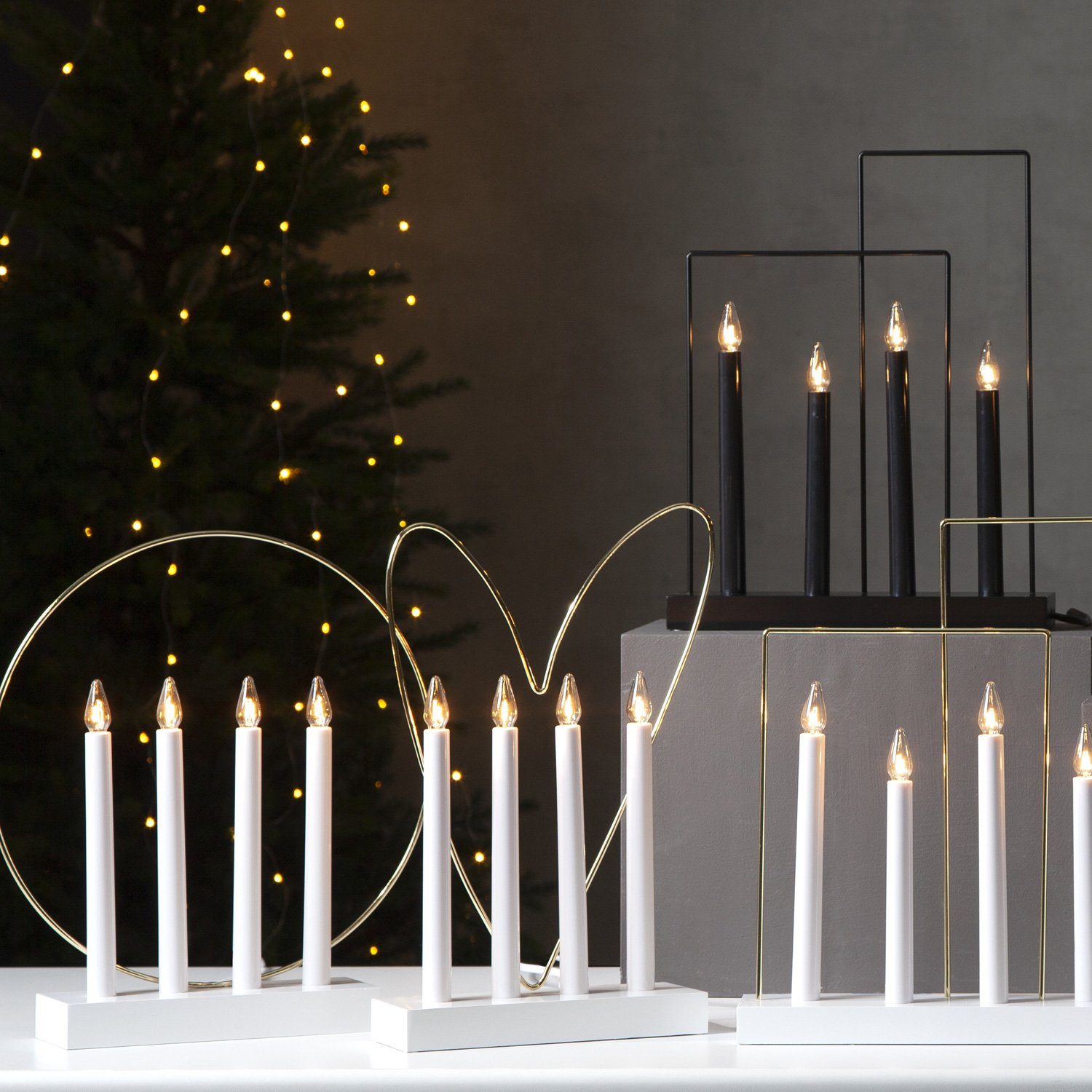 STAR TRADING Fensterleuchter Fensterleuchter Herz Kerzenleuchter Hochzeit Valentinstag 4flammig, Glühlampe