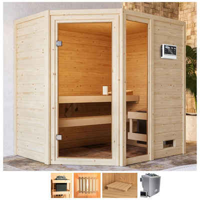 welltime Sauna »Josie«, BxTxH: 196 x 146 x 187 cm, 38 mm, 9-kW-Bio-Ofen mit ext. Steuerung
