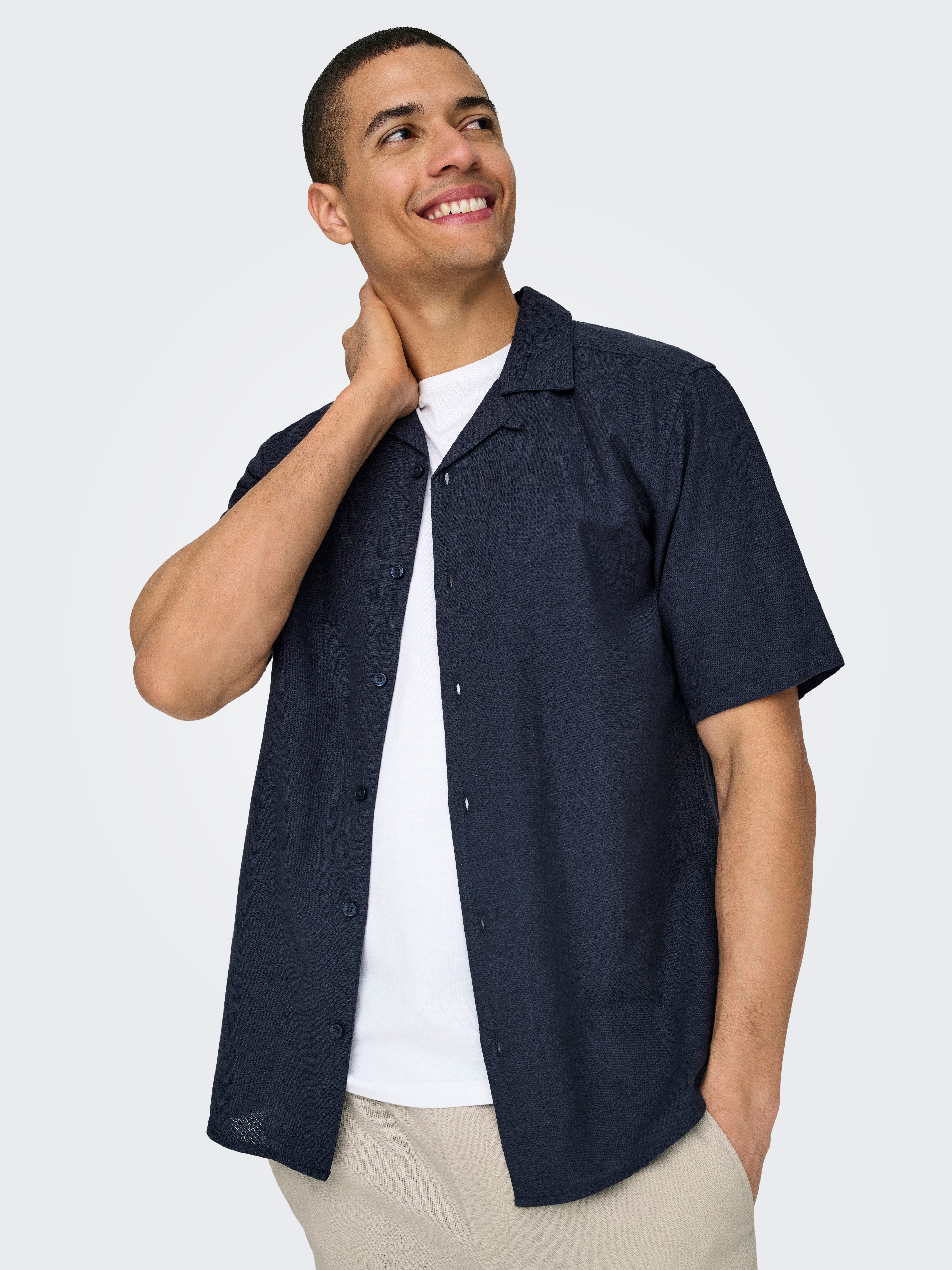 ONLY & SONS Kurzarmhemd ONSCAIDEN SS SOLID RESORT LINEN NOOS