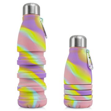 Perfekto24 Trinkflasche Faltbare Trinkflasche in Bunt - Wasserflasche aus Silikon (550ml)