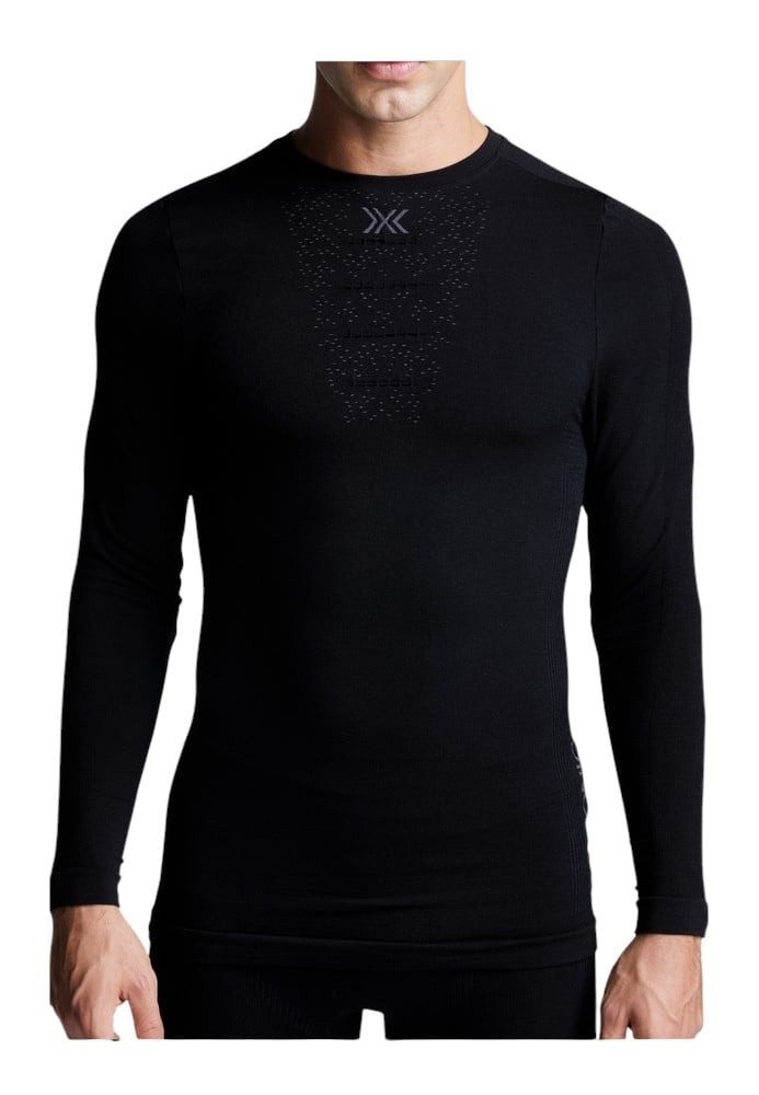 X-Bionic Langarmshirt Mightywool Shirt LS (Merinowolle, warm) schwarz Herren