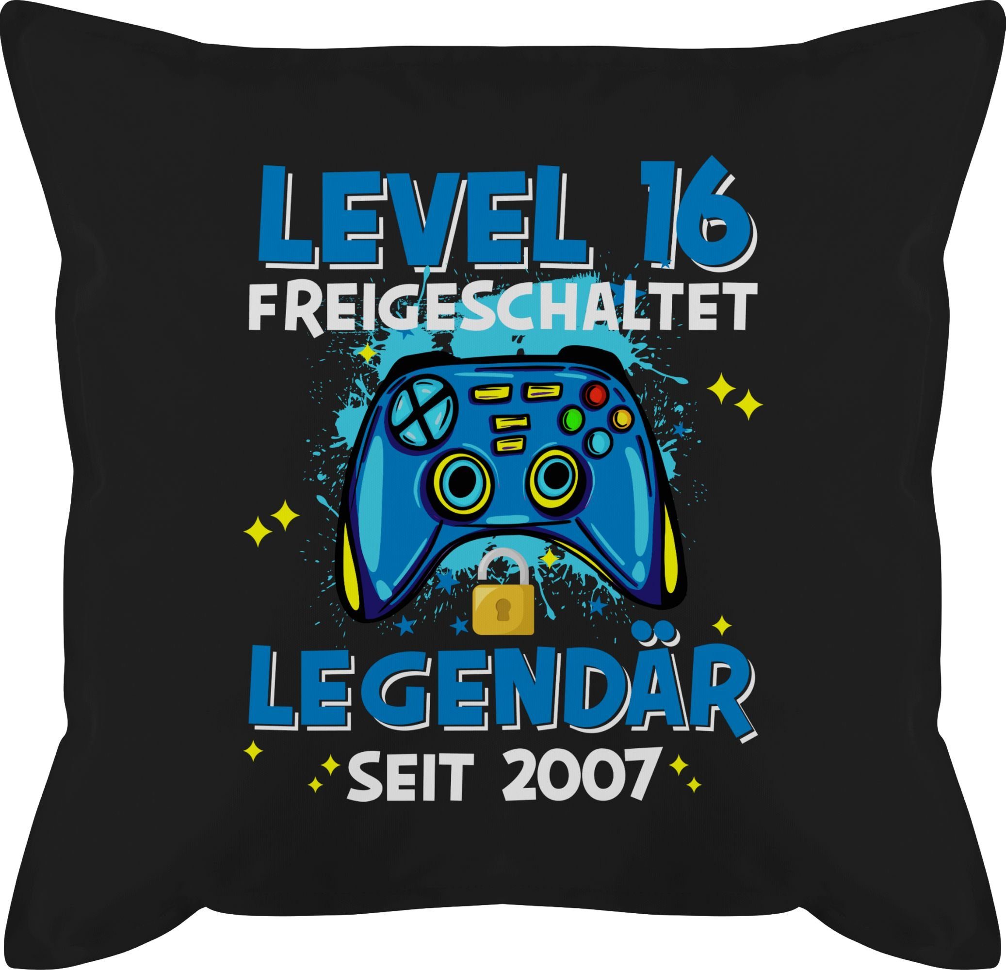 2007, freigeschaltet Schwarz Shirtracer Dekokissen 16. Level Geburtstag Legendär 1 seit 16 Kissen