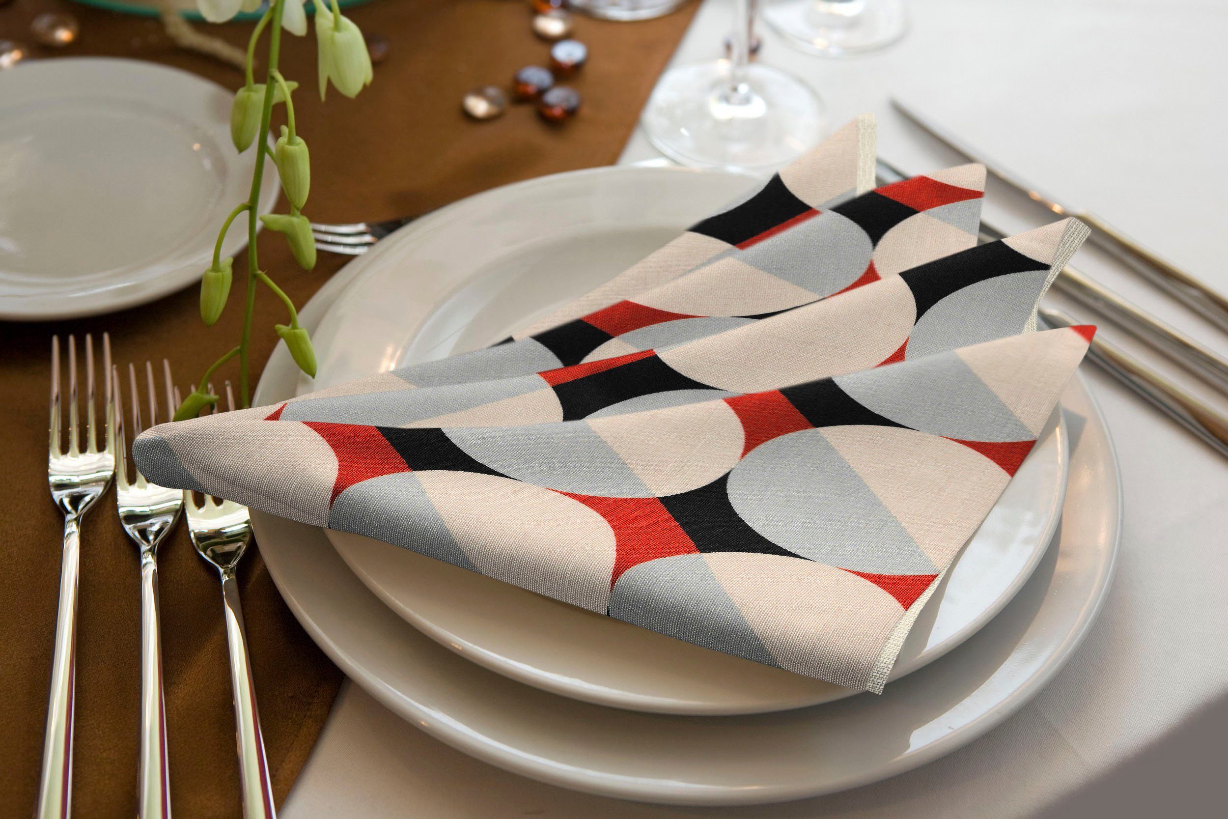 Adam Stoffserviette Circles, (4 St), GOTS organic,zertifiziert durch CERES 0242Made in Germany