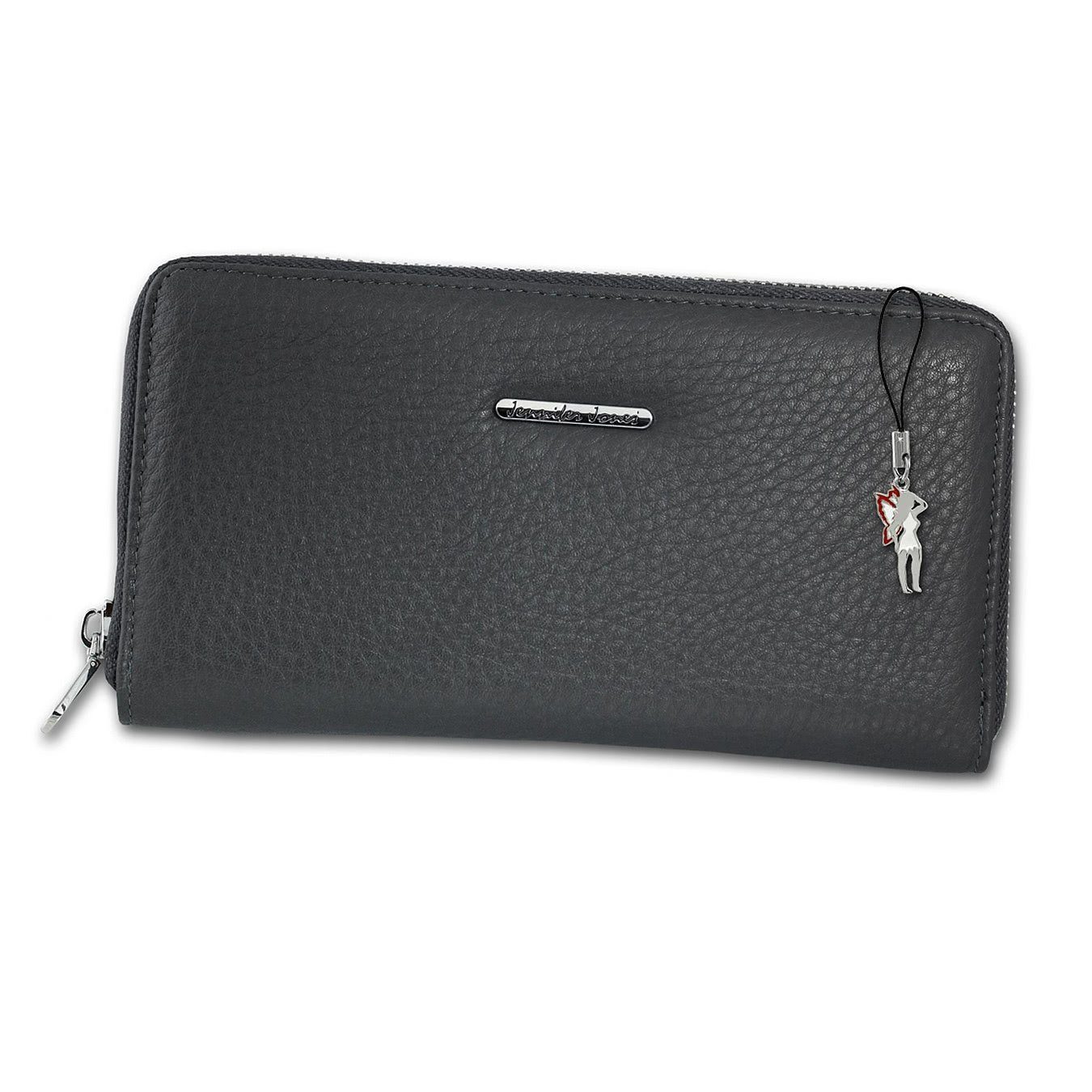 Jennifer Jones Clutch Jennifer Jones Damen Handgelenktasche (Wristlet), Wristlet, Clutch, Portemonnaie Leder, grau ca. 19cm x ca. 10cm | Clutches