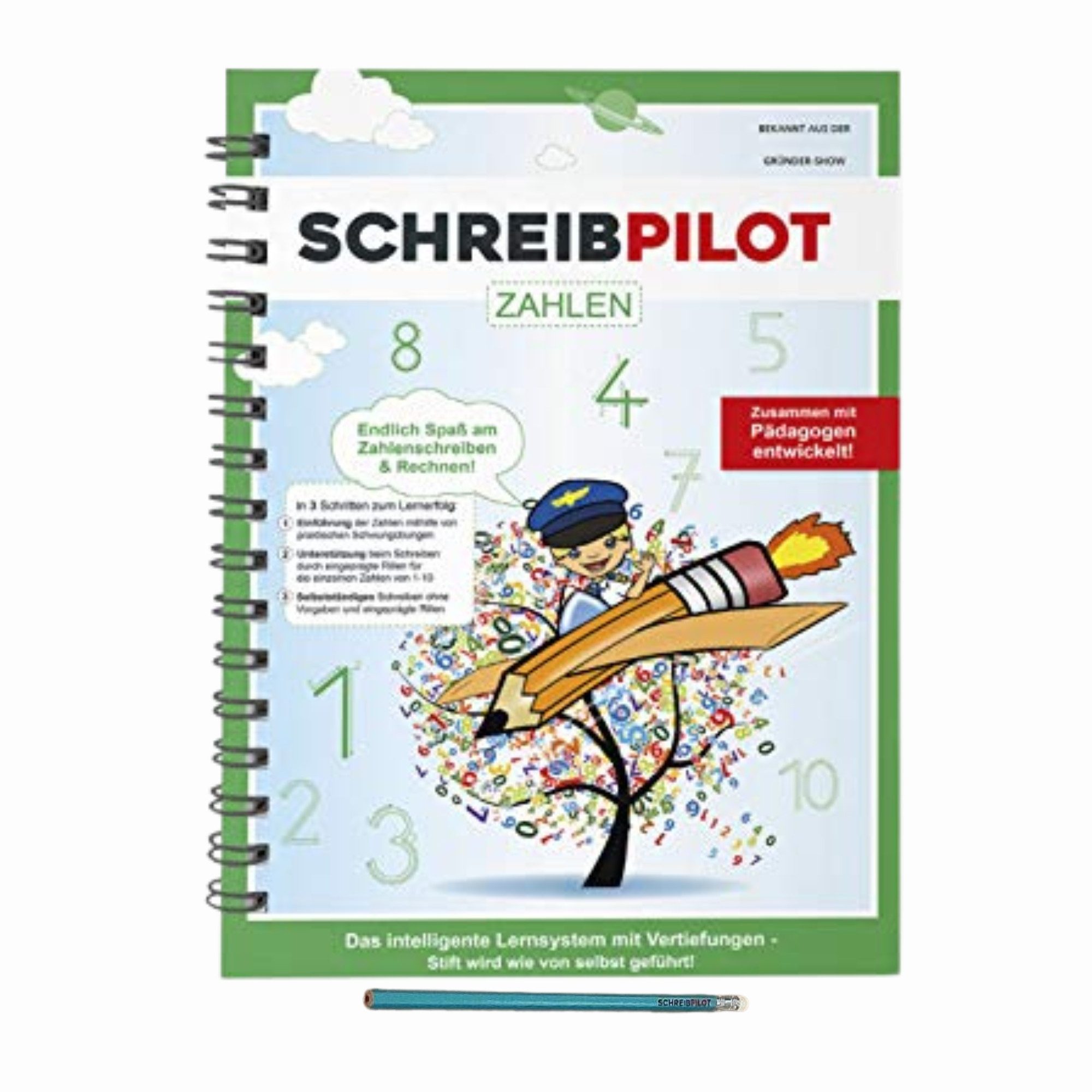 SCHREIBPILOT Konferenzmappe Schreibpilot Heft Zahlen mit Bleistift und Radiergummi - DIN-A4.