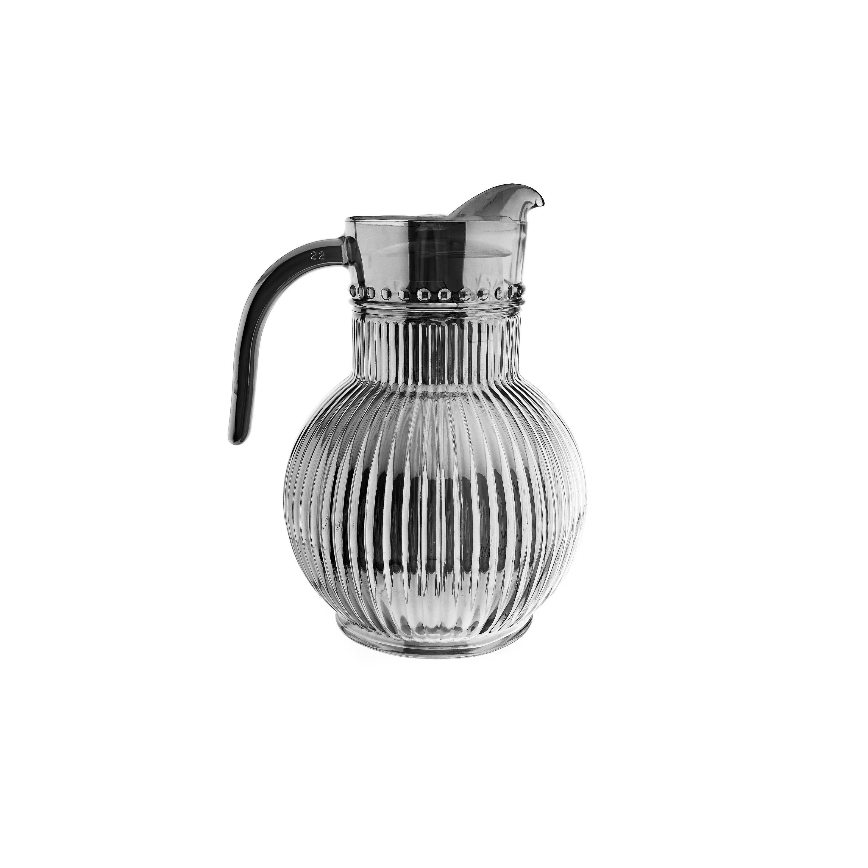 Almina Karaffe Ripple Set aus Glas – 1,8 Liter Karaffe mit 6 Gläsern