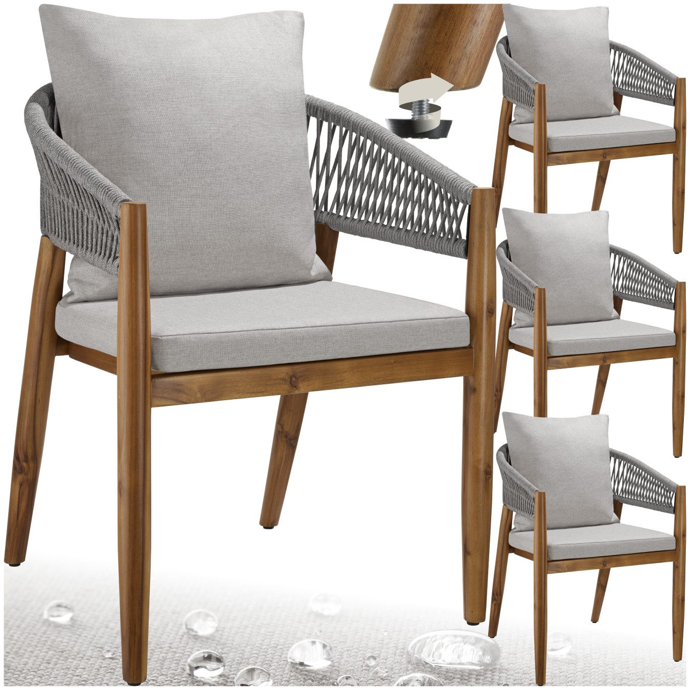 tectake Gartenstuhl Manacor (Set, 4 St), günstig online kaufen