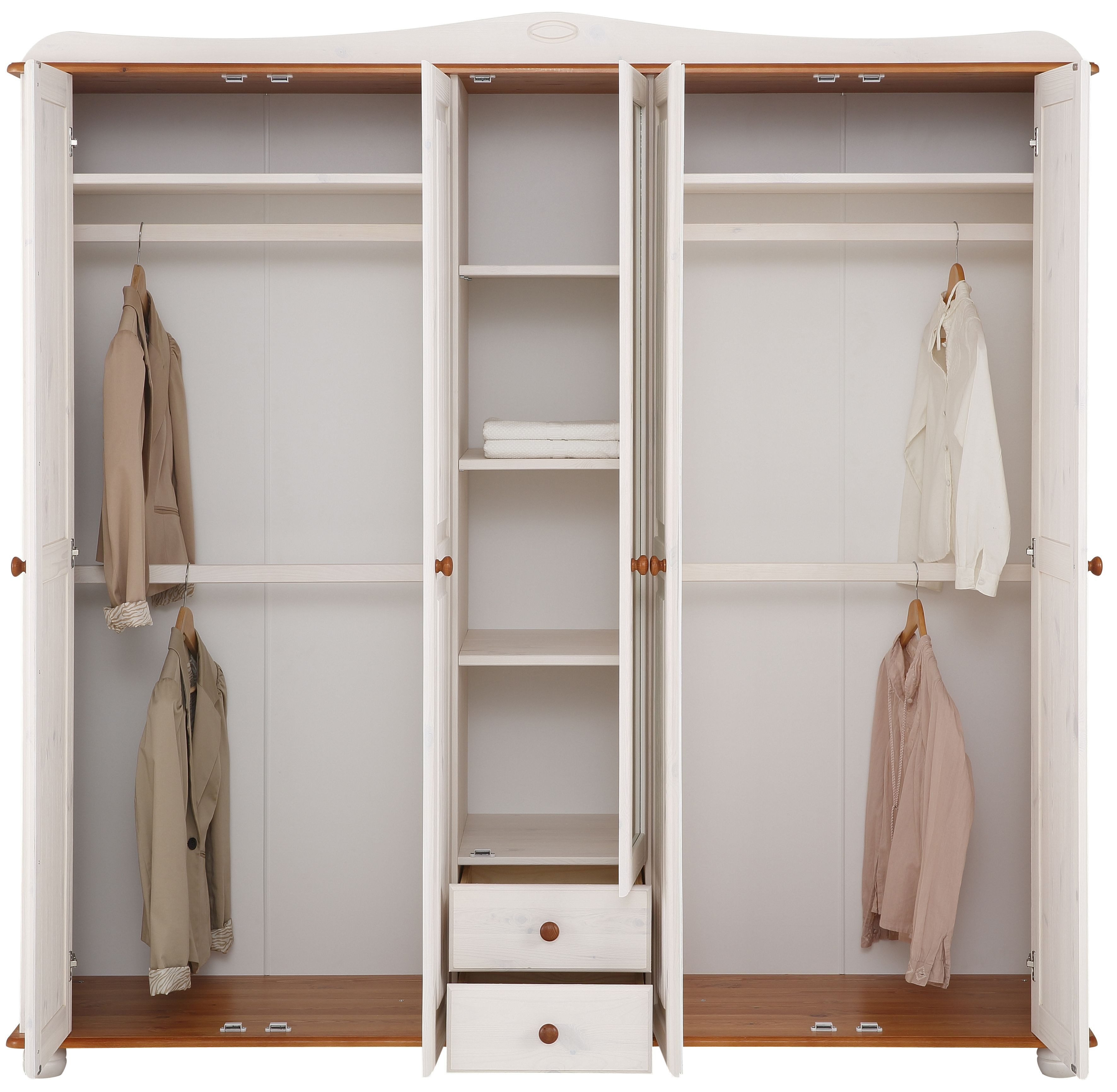 OTTO home Kleiderschrank Adele (Breite x Höhe x Tiefe ca: 207 cm x 191 cm x 53,5 cm) Massive Kiefer,Spiegel, Landhausstil – Bild 5 von 5