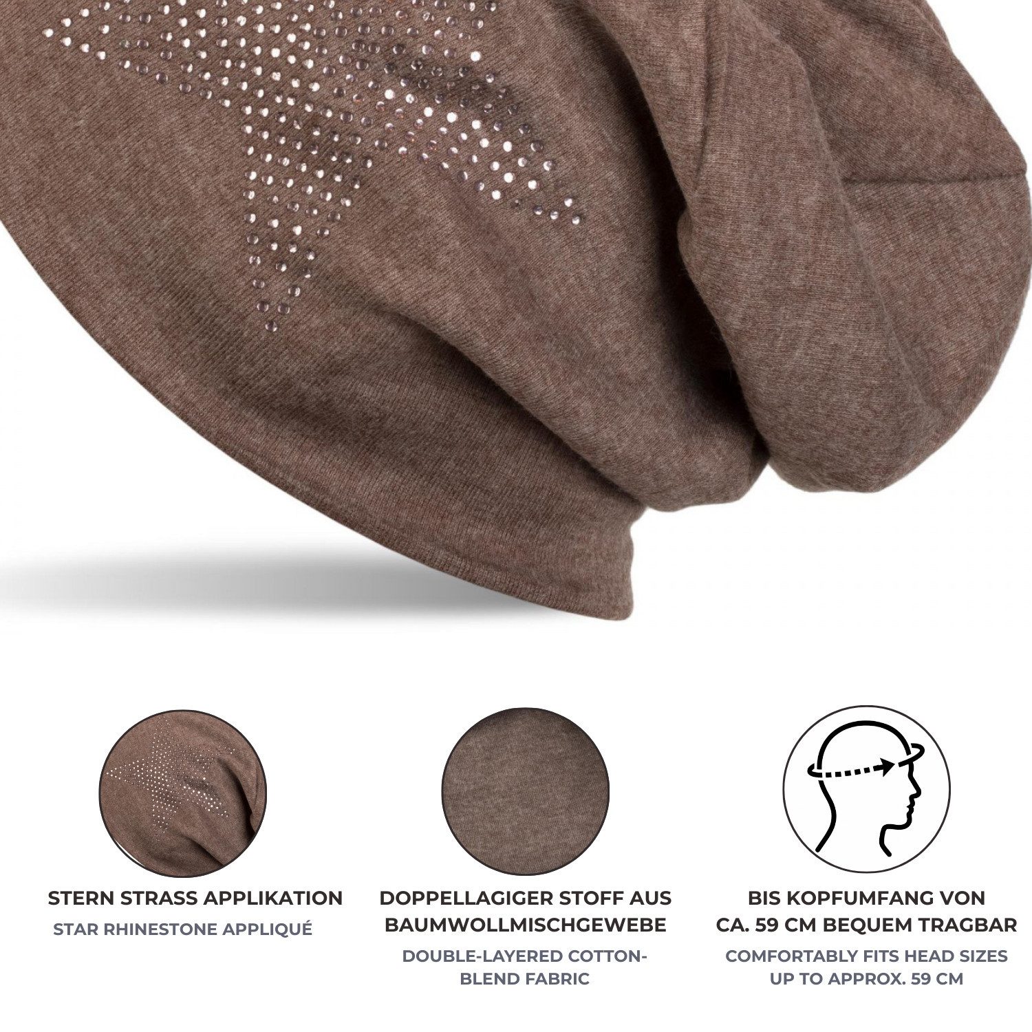 styleBREAKER Beanie Warme Beanie Mütze mit Strass Stern (1-St)