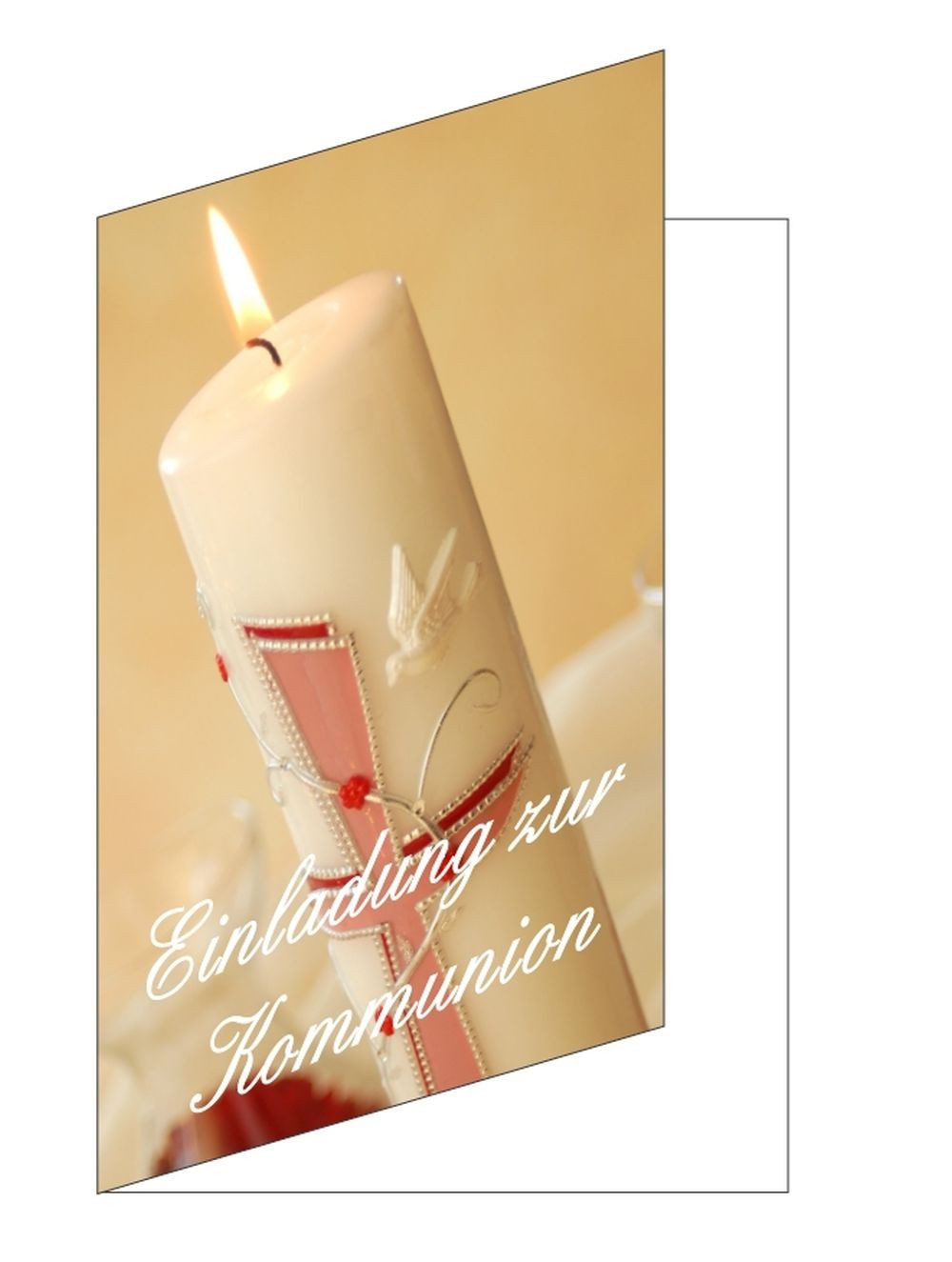 LYSCO Einladungskarten Einladungen zur Kommunion Einladung Karte Kerze Tauben (EKT-101), Heilige Messe Eucharistie Leib Christi Christus Feier Fest