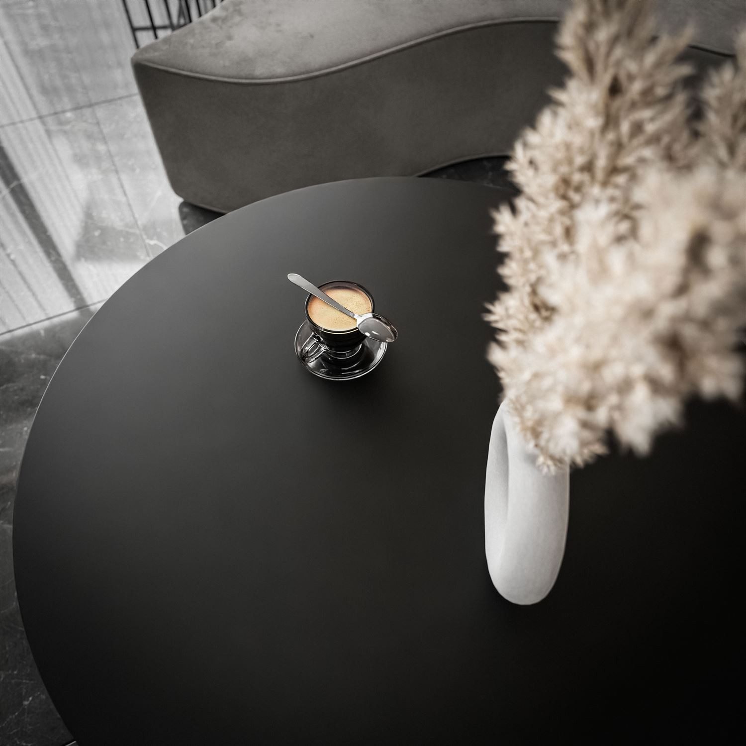 Lookway Couchtisch LORI mit Schwarzer Mattplatte (1x Couchtisch), Durchmesser: ⌀70 cm