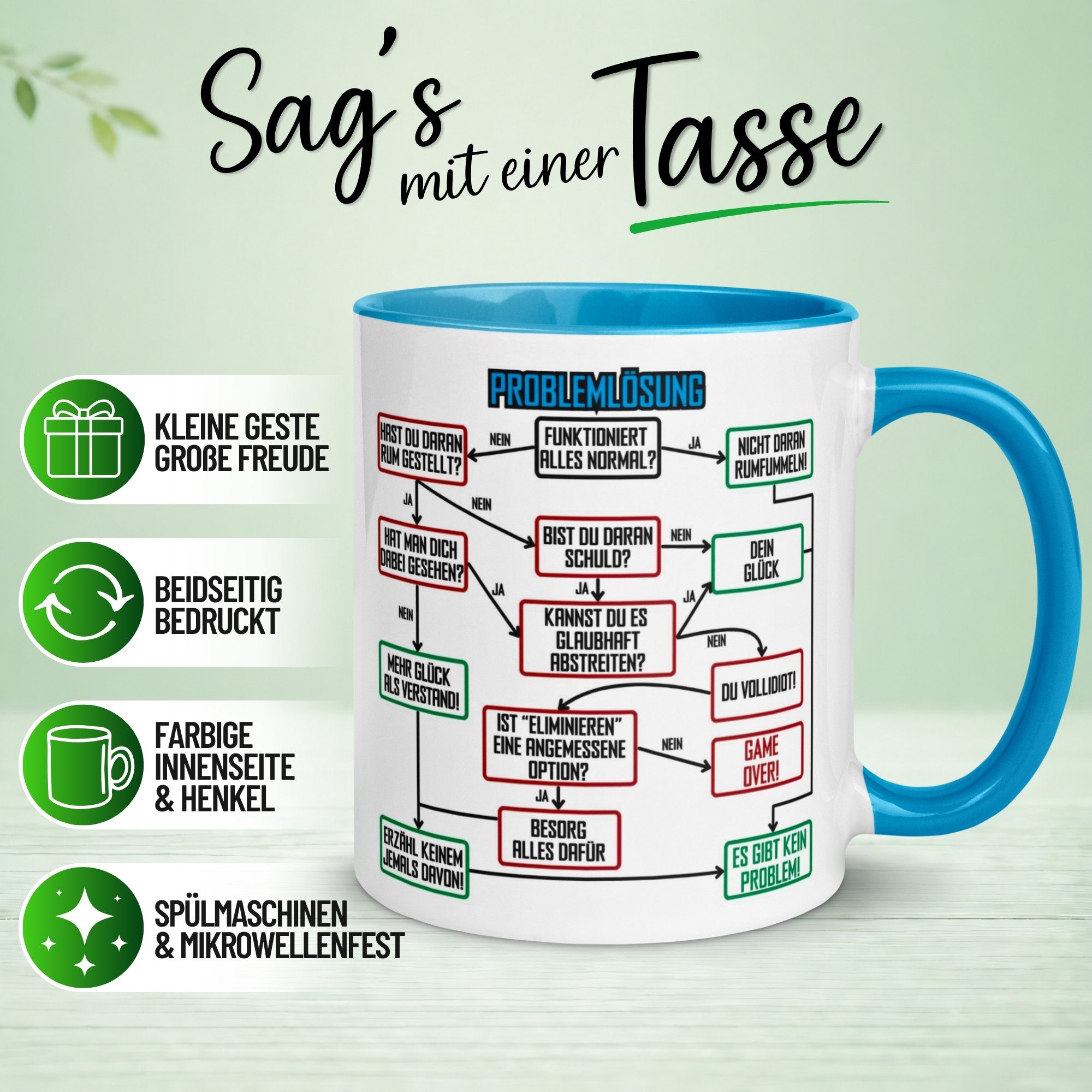 Momentals Tasse Kollege – „Problemlösung im Büro“ – Geschenk Bester Arbeitskollege, Gratis Versand · Links-&Rechtshänder · Spülmaschinenfest