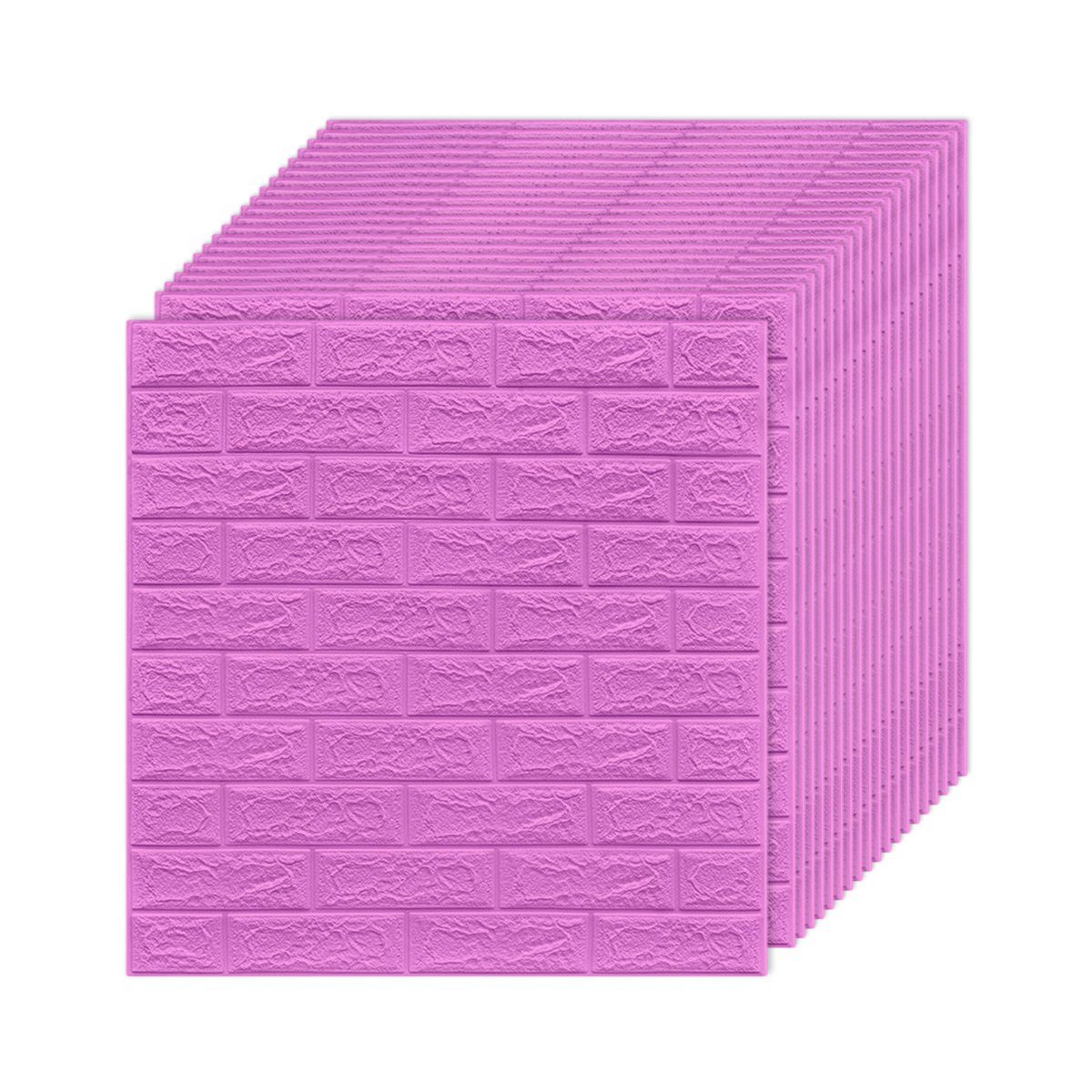 Jormftte Wandtattoo 3D Wandpaneele Selbstklebend,Wandtattoo Küche Ziegelstein für Wanddeko Violett