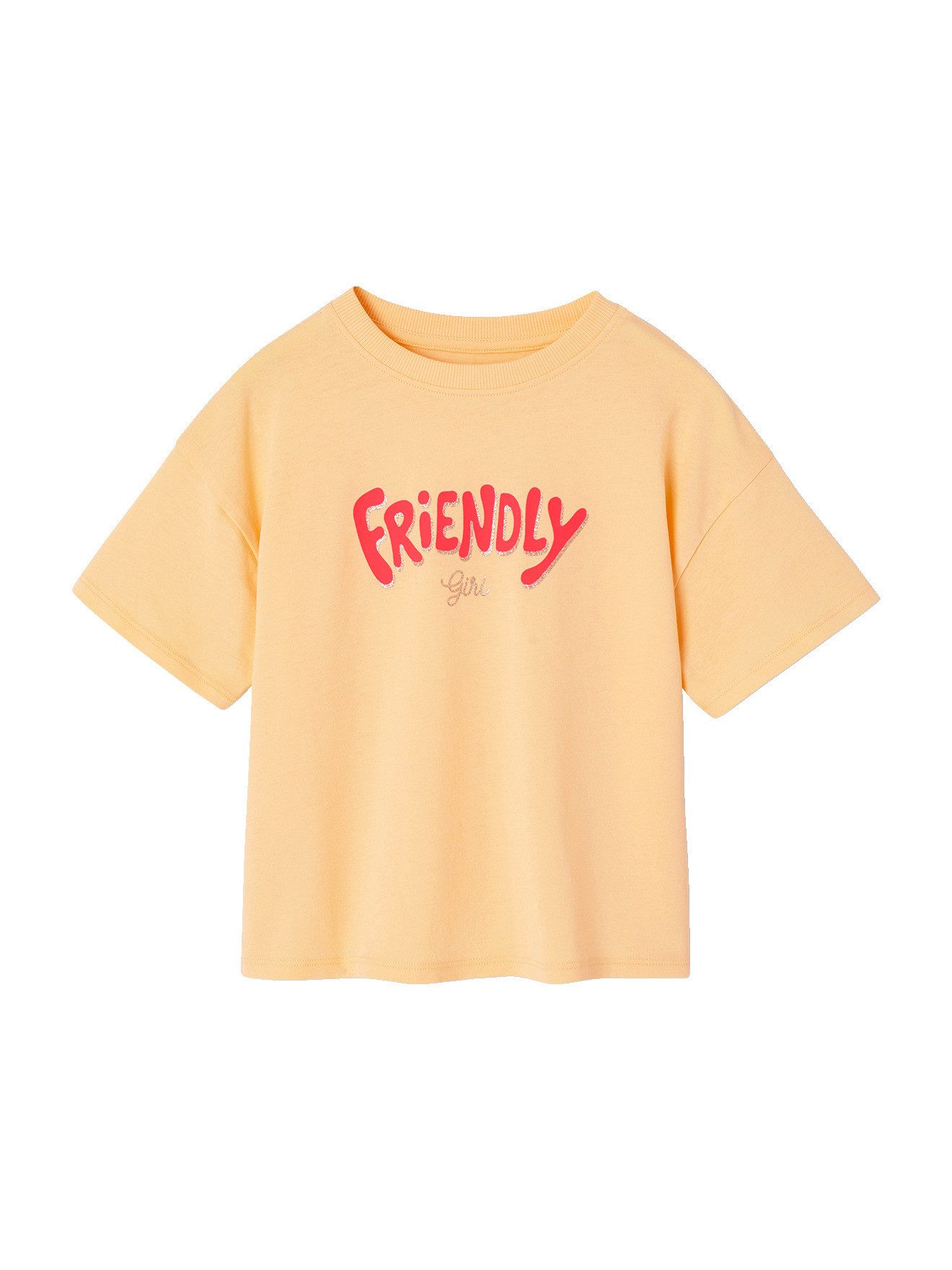 vertbaudet Kurzarmshirt Bedrucktes Mädchen T-Shirt, leichte Oversized-Form