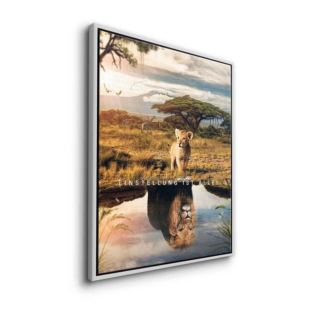 DOTCOMCANVAS® Leinwandbild, Deutsch, Rahmen Leinwandbild alles africa ist is schwarzer Einstellung Afrika Mindset everything