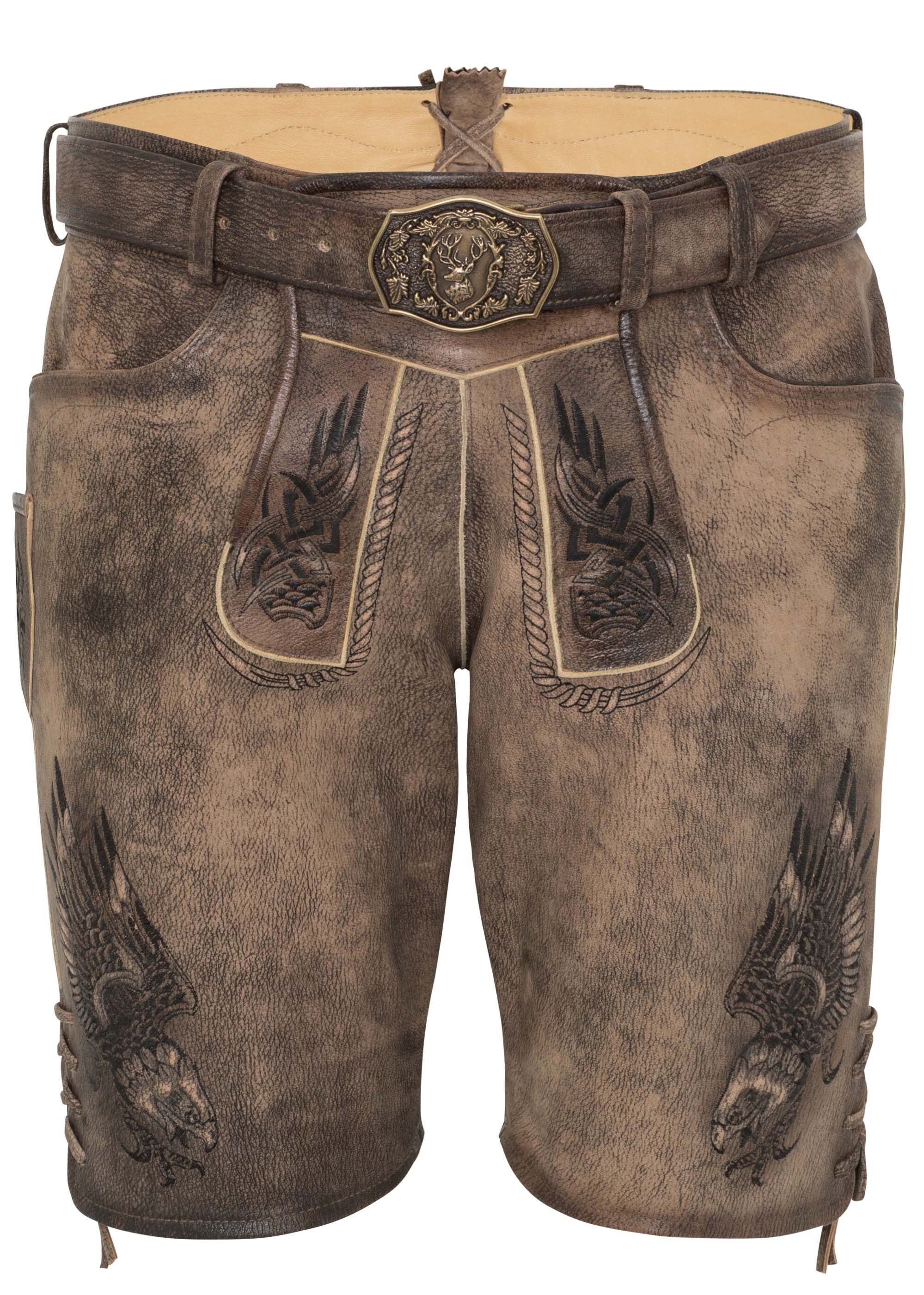 Spieth & Wensky Shorts Peru-Lederhose mit Gürtel