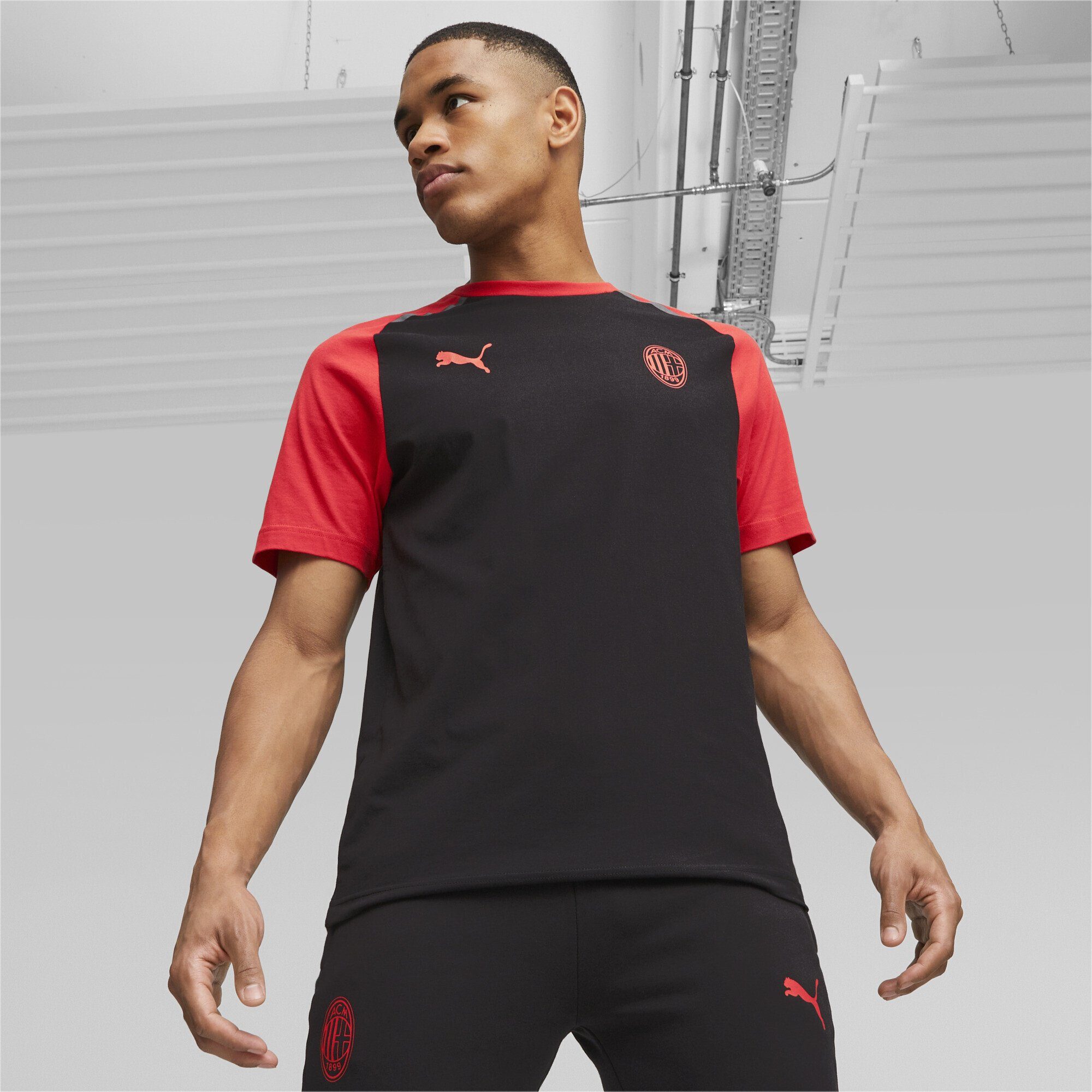Red All PUMA Black Casuals T-Shirt For Football T-Shirt Milan Time AC Herren