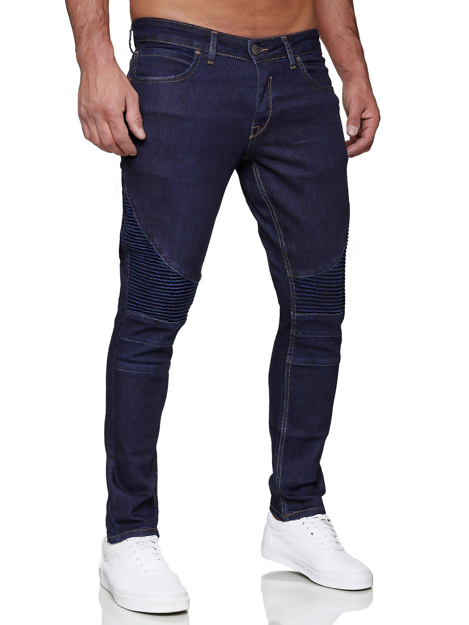 cooler Biker-Optik in Slim-fit-Jeans dunkelblau Tazzio 16517