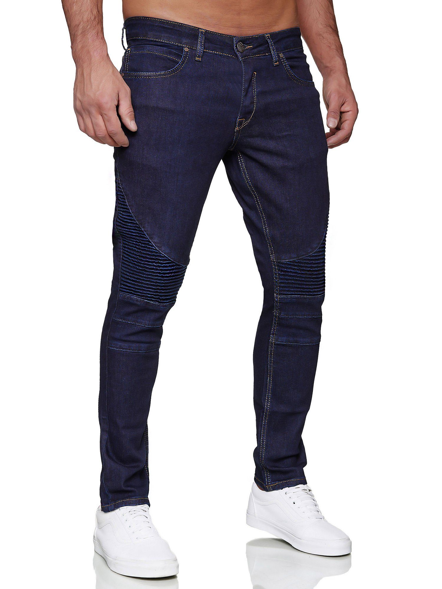 16517 Slim-fit-Jeans cooler dunkelblau Biker-Optik in Tazzio