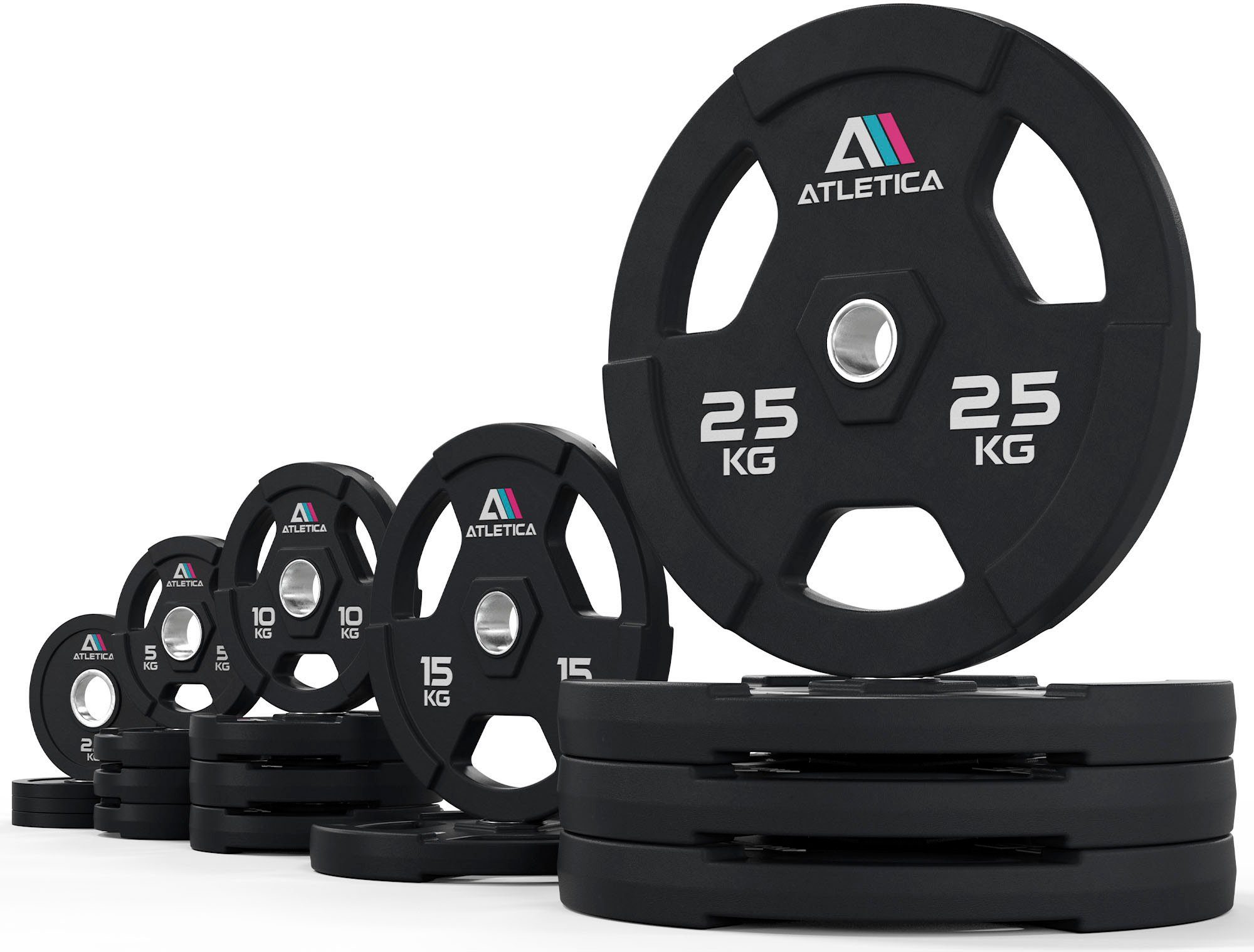 ATLETICA Hantelscheiben 200 kg Set, 200 kg, (18-tlg), 2 Jahre  Herstellergarantie, geruchsneutral, Gewichtstoleranz +- 1%