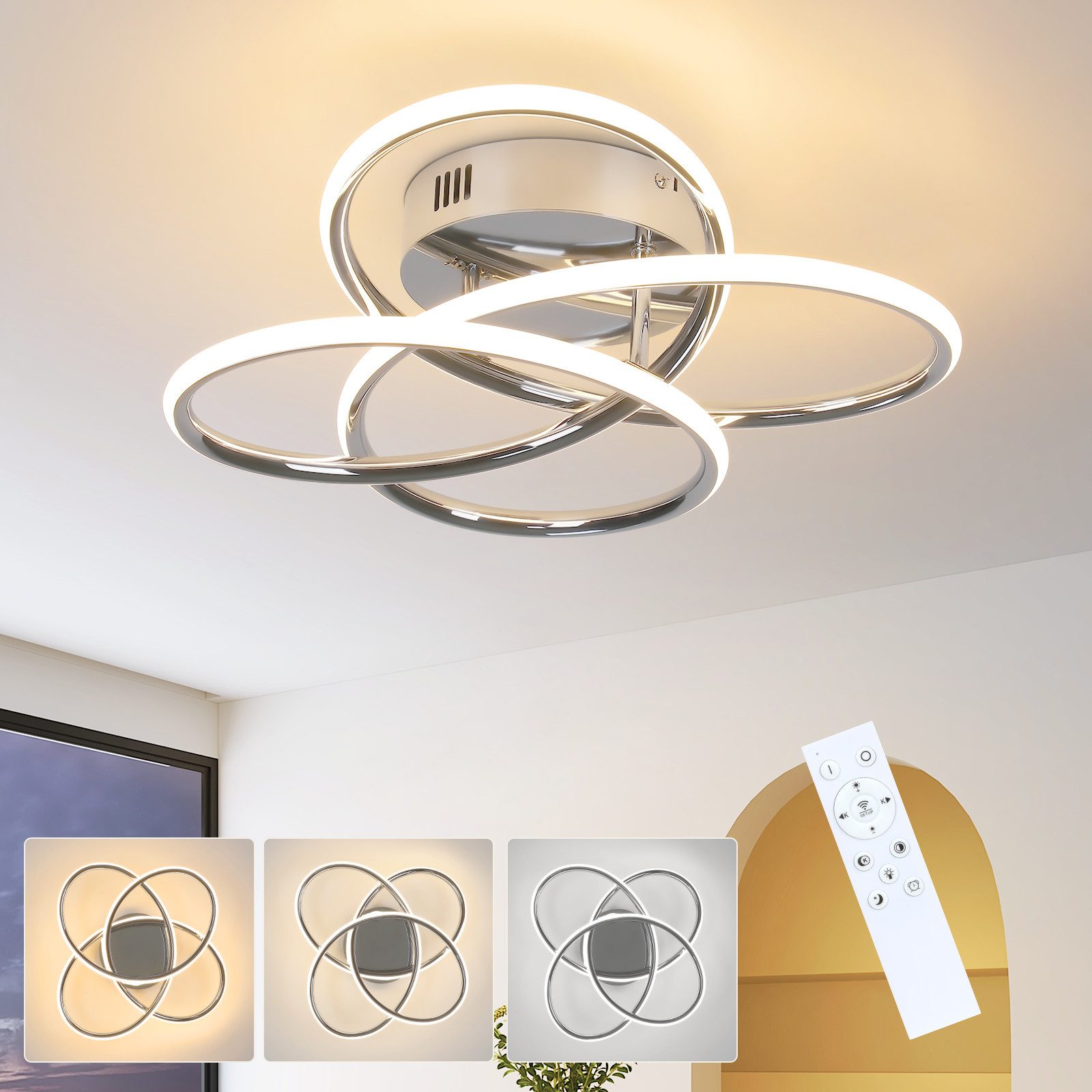 Nettlife LED Deckenleuchte LED Deckenleuchte Flur Schwarz Modern Dimmbar, D günstig online kaufen